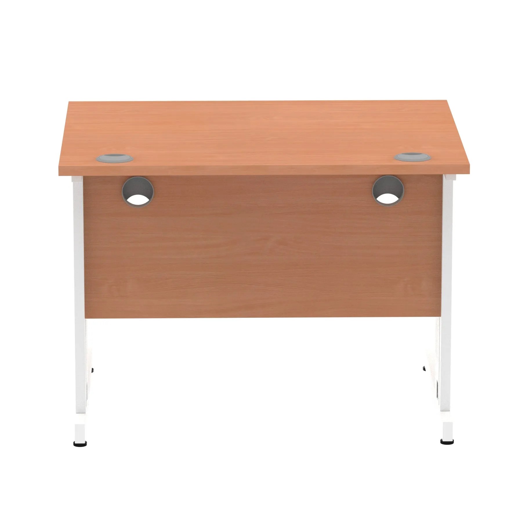 Impulse 1000mm Straight Desk with Cable Managed Leg - MFC Rectangular Table, 5-Year Guarantee, Self-Assembly, Silver/White Frame (1000x800x730mm)