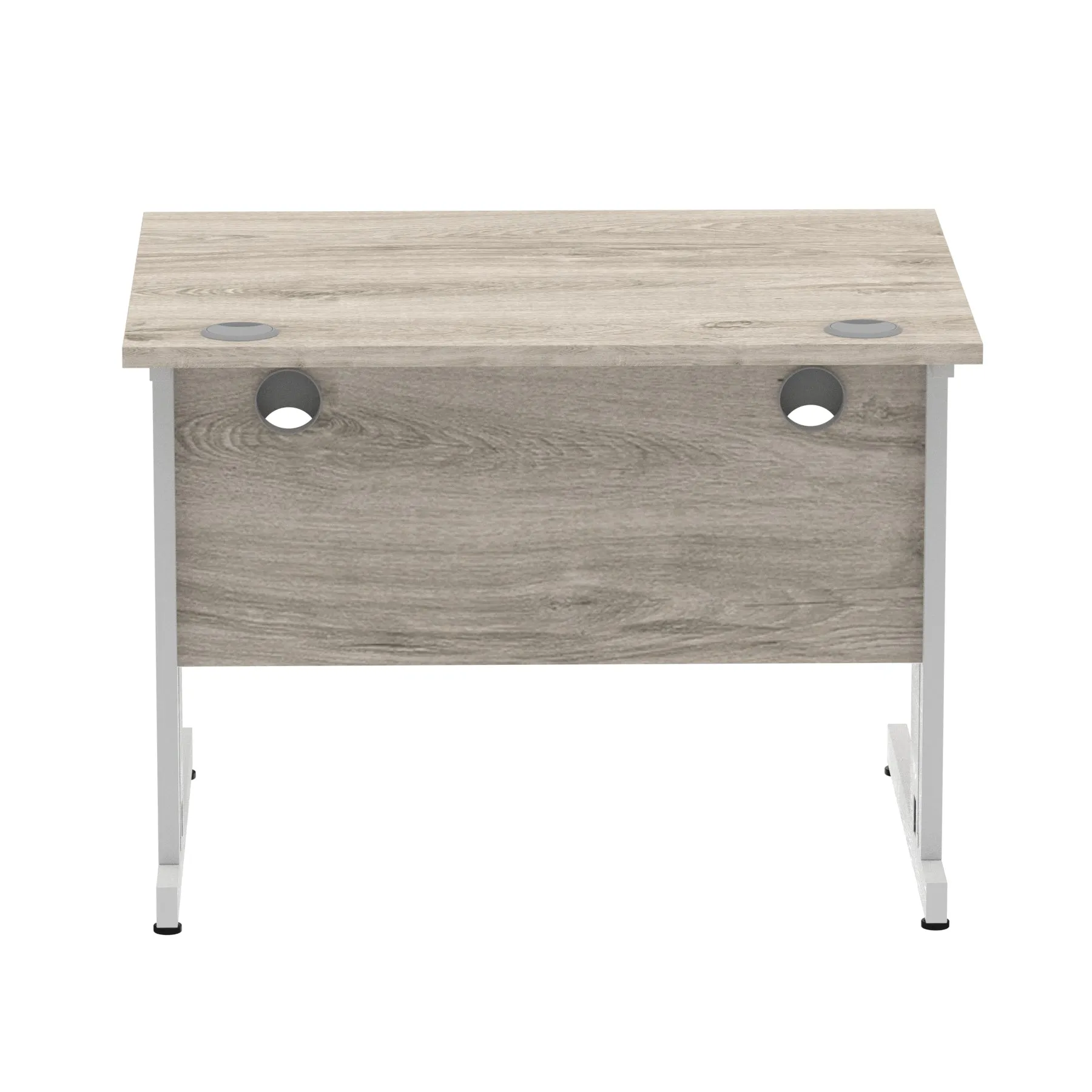 Impulse 1000mm Straight Desk with Cable Managed Leg - MFC Rectangular Table, 5-Year Guarantee, Self-Assembly, Silver/White Frame (1000x800x730mm)