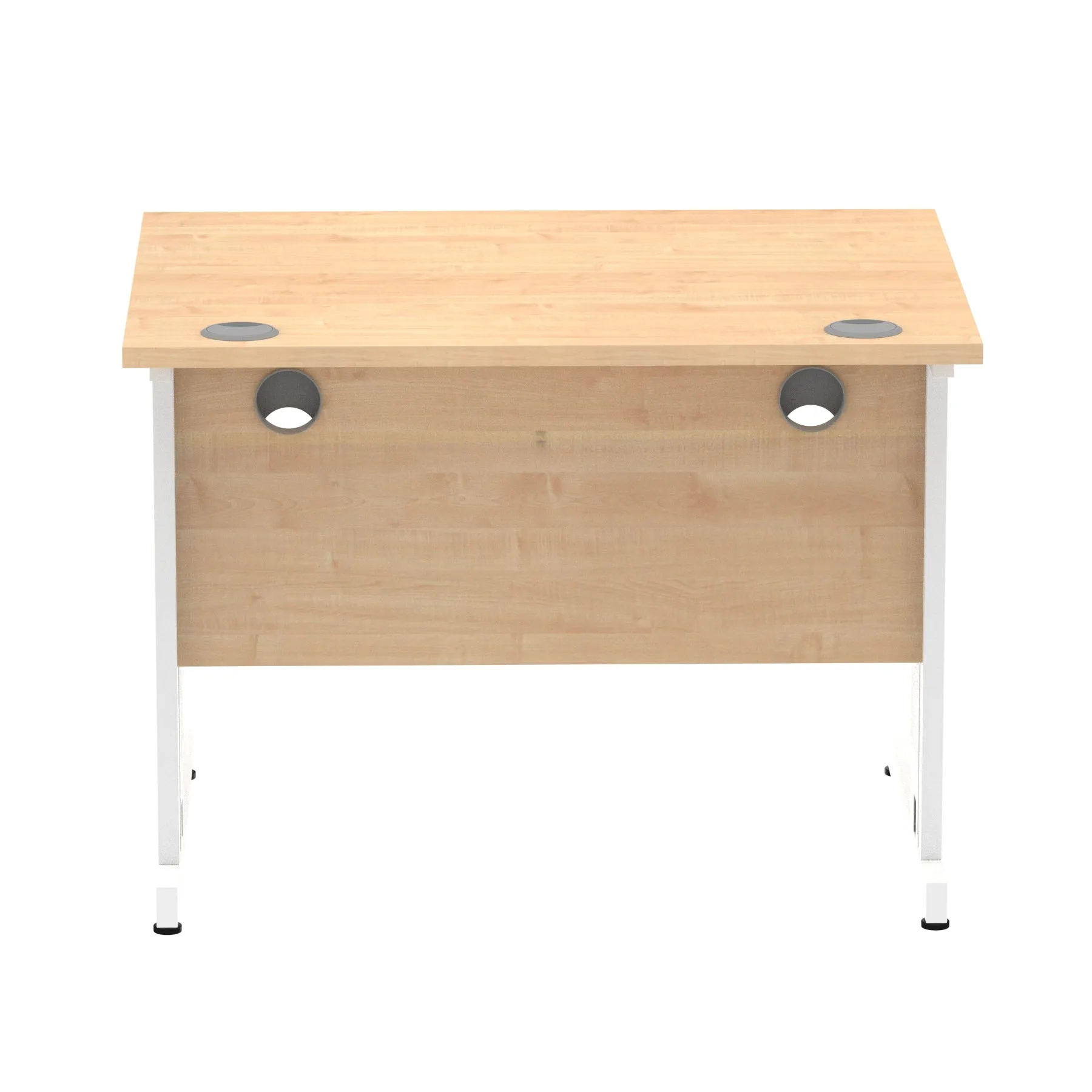 Impulse 1000mm Straight Desk with Cable Managed Leg - MFC Rectangular Table, 5-Year Guarantee, Self-Assembly, Silver/White Frame (1000x800x730mm)