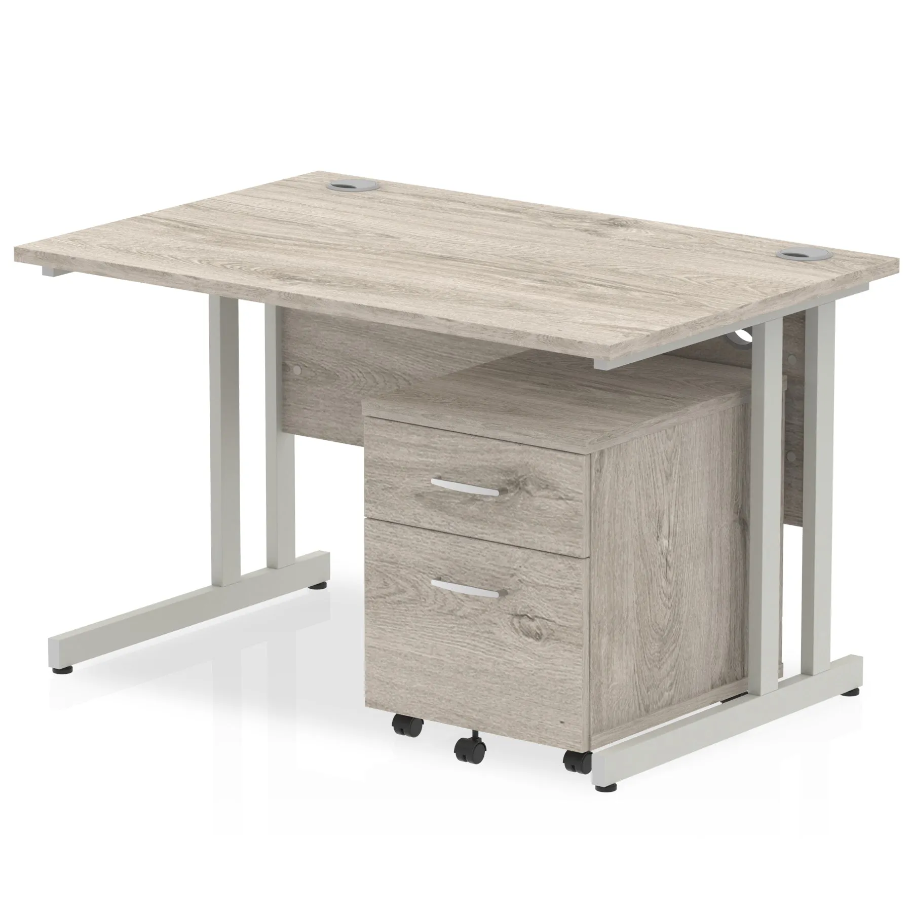 Impulse 1400mm Cantilever Straight Desk w/ Mobile Pedestal - MFC Rectangular, Self-Assembly, 5-Year Guarantee, Lockable Drawers