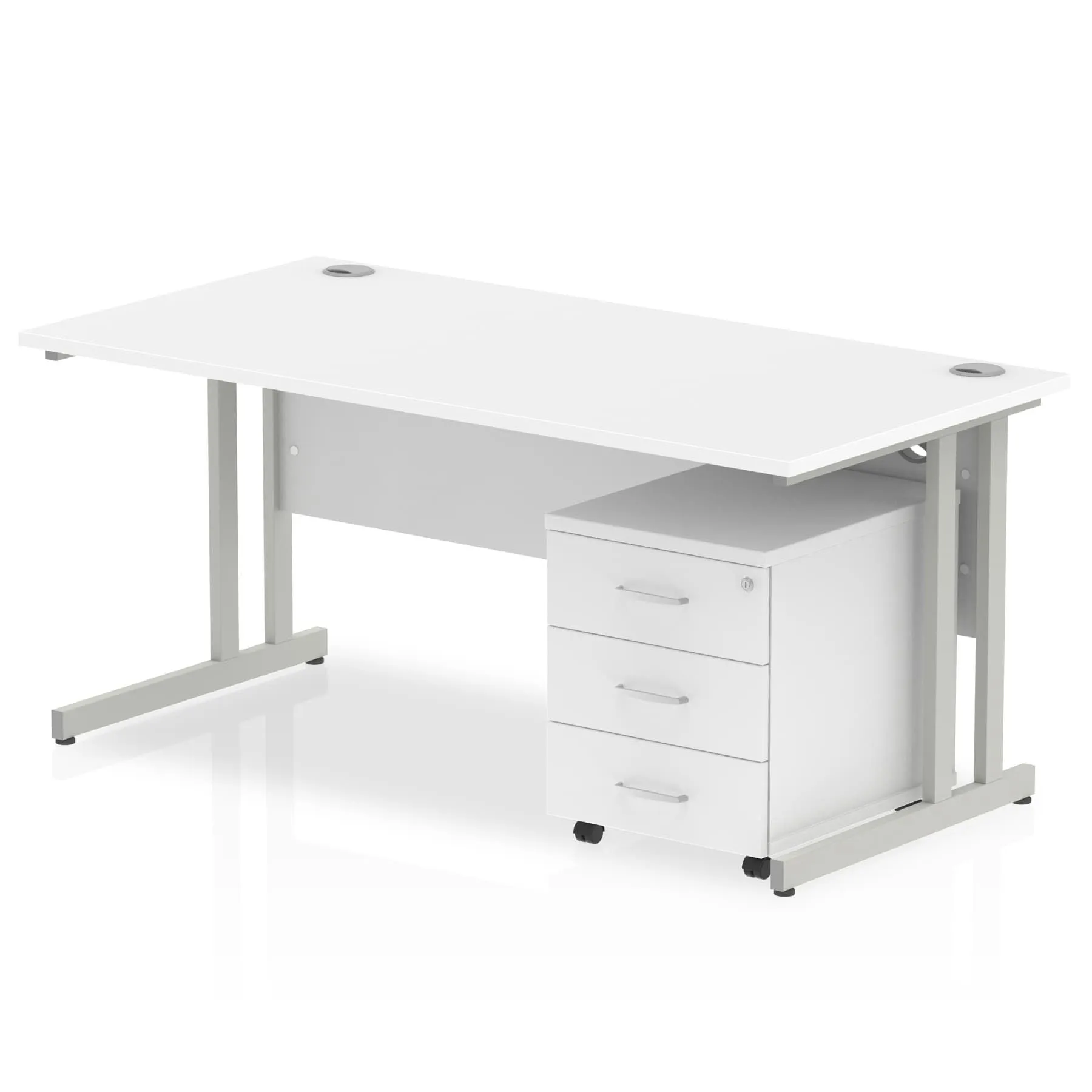 Impulse 1400mm Cantilever Straight Desk w/ Mobile Pedestal - MFC Rectangular, Self-Assembly, 5-Year Guarantee, Lockable Drawers