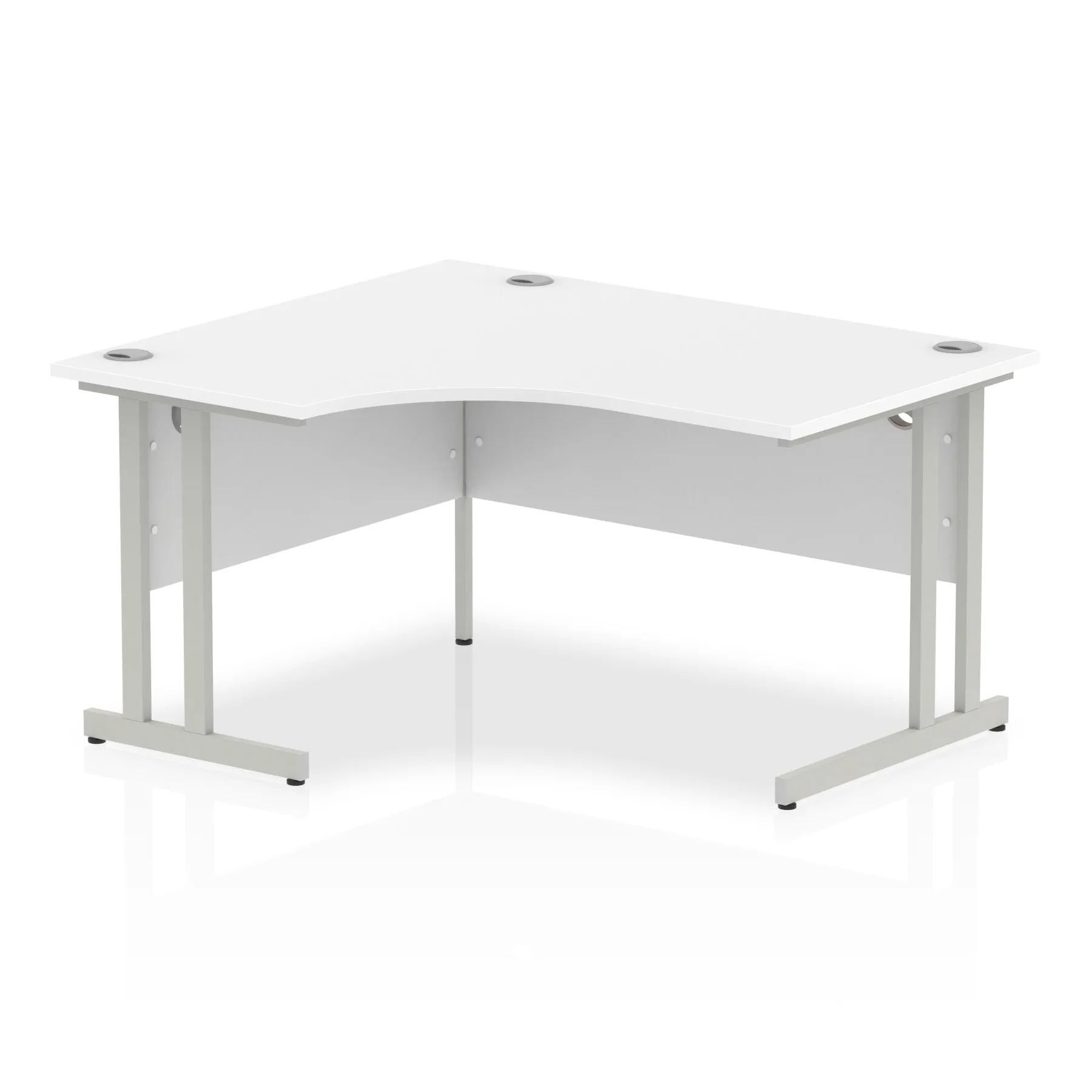 Impulse 1400mm Left Crescent Desk Cantilever Leg - MFC Material, 1400x1200 Top, Silver/White/Black Frame, 5-Year Guarantee, Self-Assembly