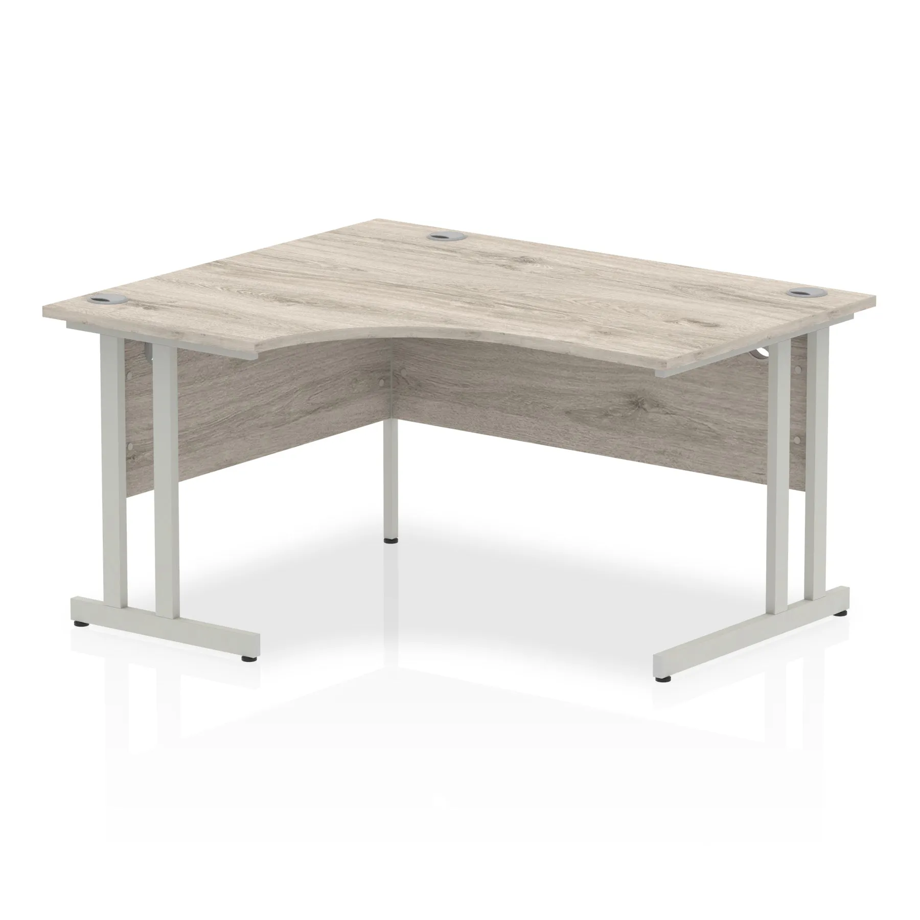 Impulse 1400mm Left Crescent Desk Cantilever Leg - MFC Material, 1400x1200 Top, Silver/White/Black Frame, 5-Year Guarantee, Self-Assembly