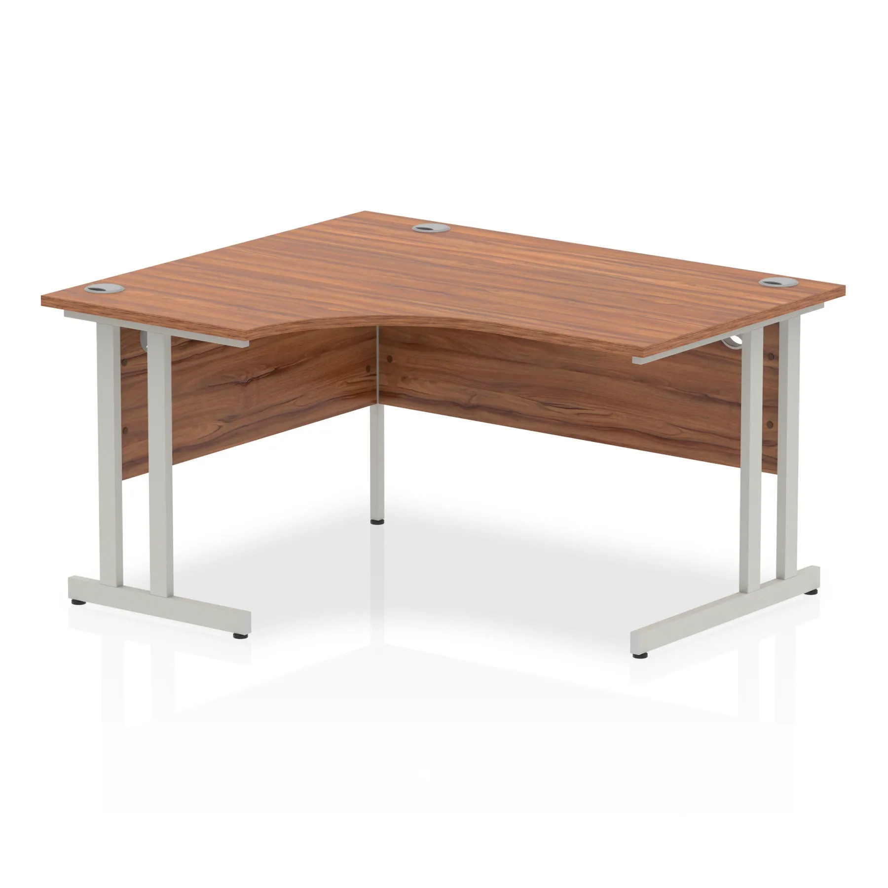 Impulse 1400mm Left Crescent Desk Cantilever Leg - MFC Material, 1400x1200 Top, Silver/White/Black Frame, 5-Year Guarantee, Self-Assembly