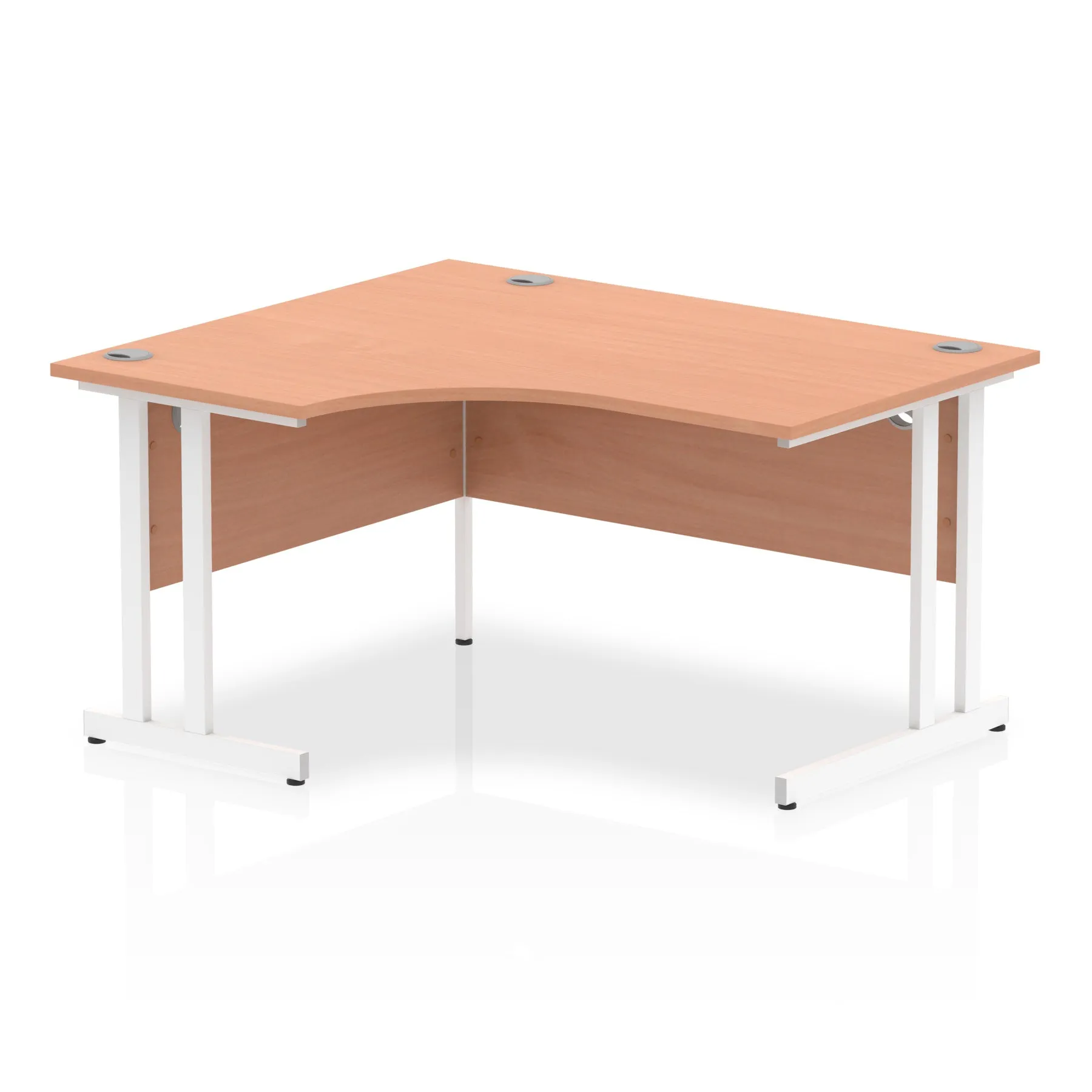 Impulse 1400mm Left Crescent Desk Cantilever Leg - MFC Material, 1400x1200 Top, Silver/White/Black Frame, 5-Year Guarantee, Self-Assembly
