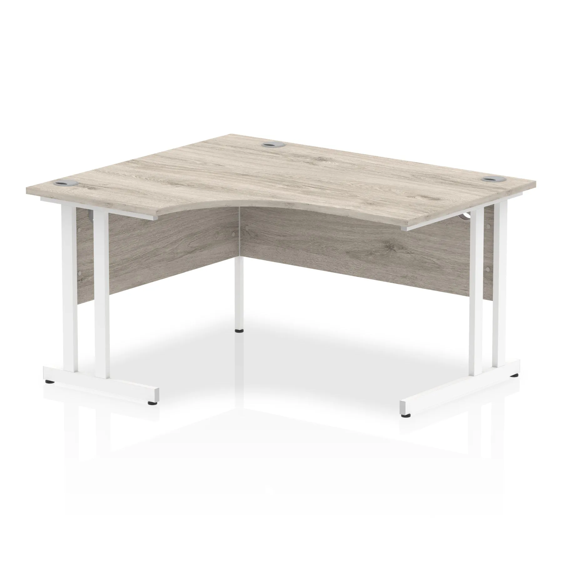 Impulse 1400mm Left Crescent Desk Cantilever Leg - MFC Material, 1400x1200 Top, Silver/White/Black Frame, 5-Year Guarantee, Self-Assembly