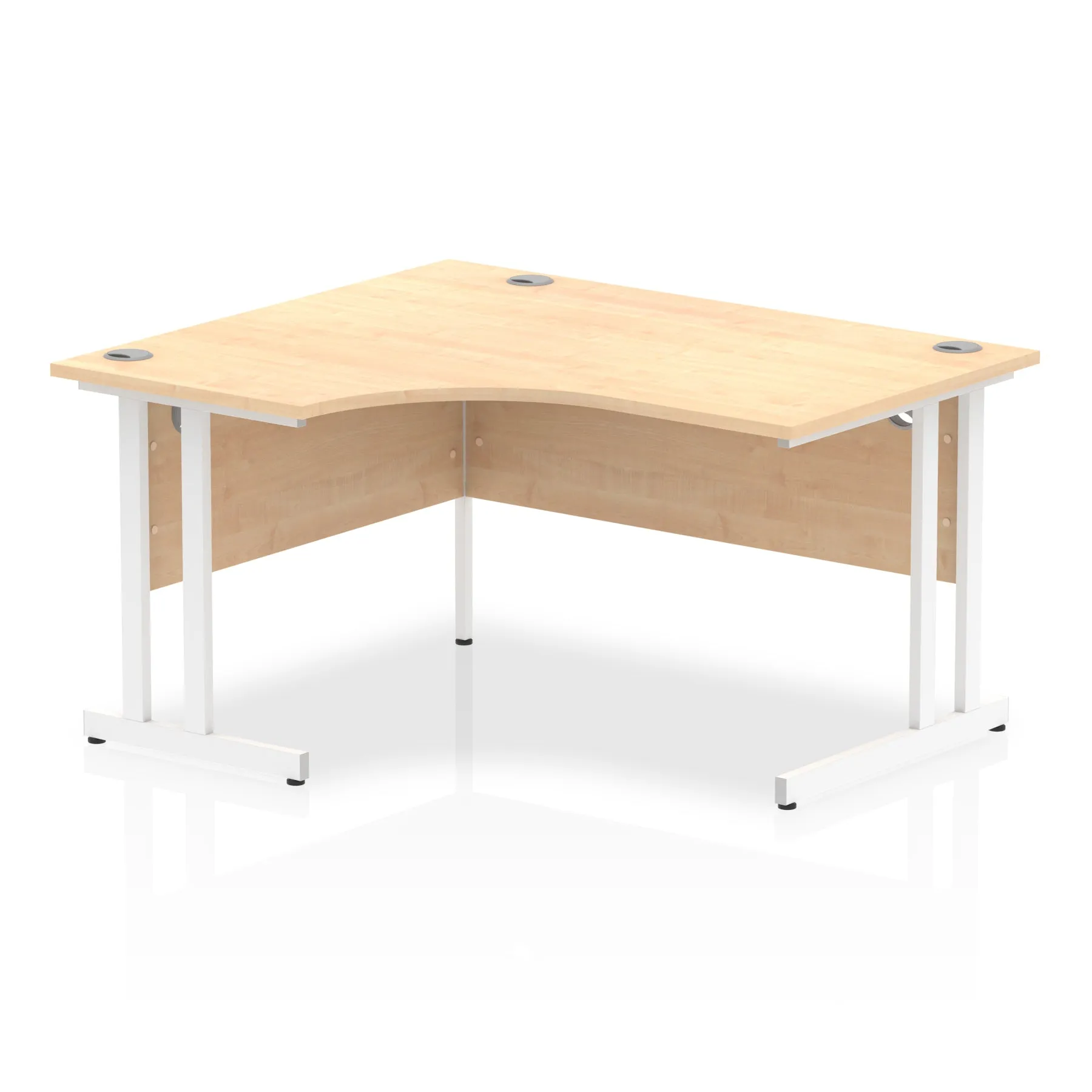Impulse 1400mm Left Crescent Desk Cantilever Leg - MFC Material, 1400x1200 Top, Silver/White/Black Frame, 5-Year Guarantee, Self-Assembly