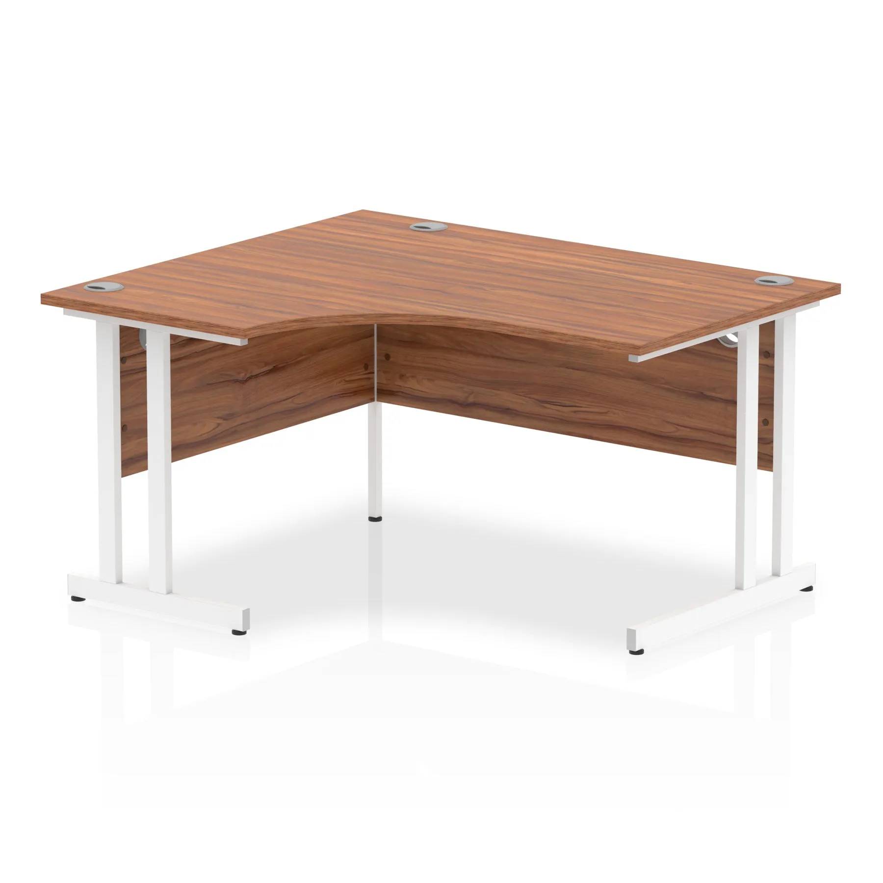 Impulse 1400mm Left Crescent Desk Cantilever Leg - MFC Material, 1400x1200 Top, Silver/White/Black Frame, 5-Year Guarantee, Self-Assembly