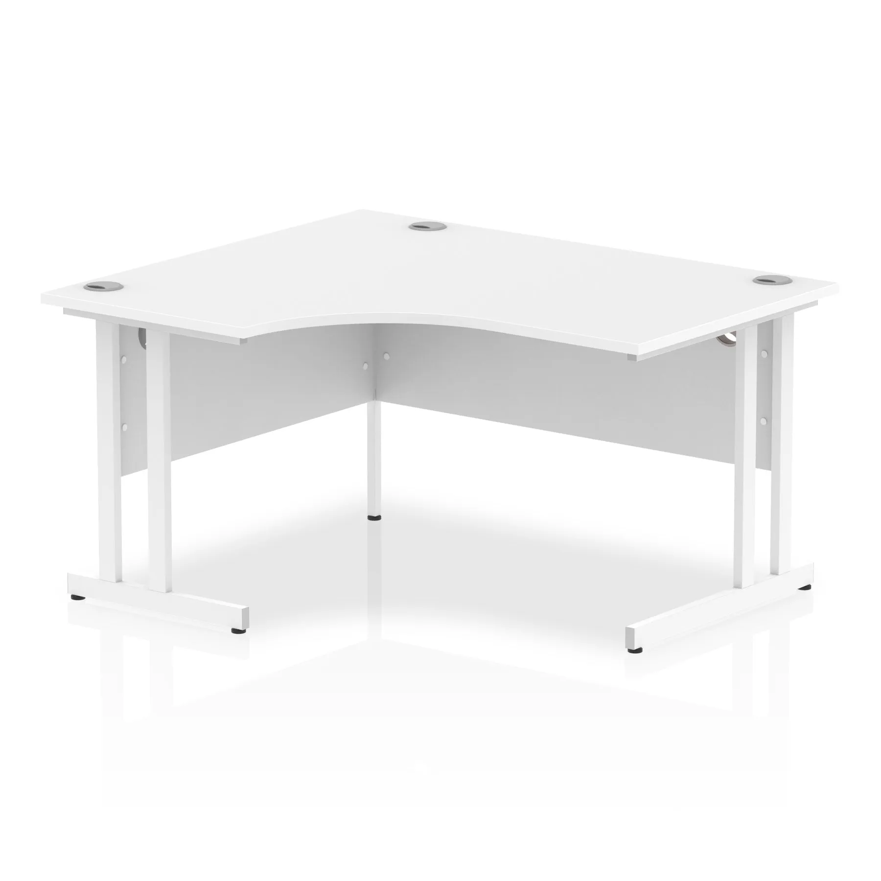 Impulse 1400mm Left Crescent Desk Cantilever Leg - MFC Material, 1400x1200 Top, Silver/White/Black Frame, 5-Year Guarantee, Self-Assembly