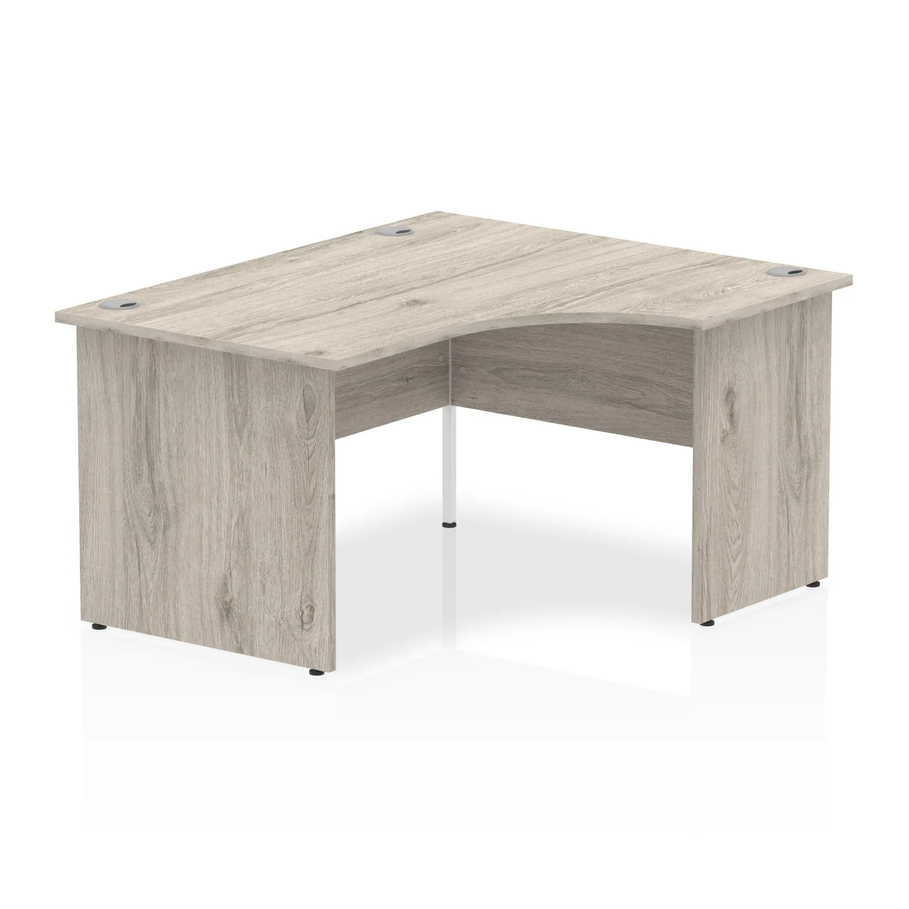 Impulse 1400mm Right Crescent Corner Desk with Panel End Leg - 1400x1200 MFC Top, Self-Assembly, 5-Year Guarantee, White Frame