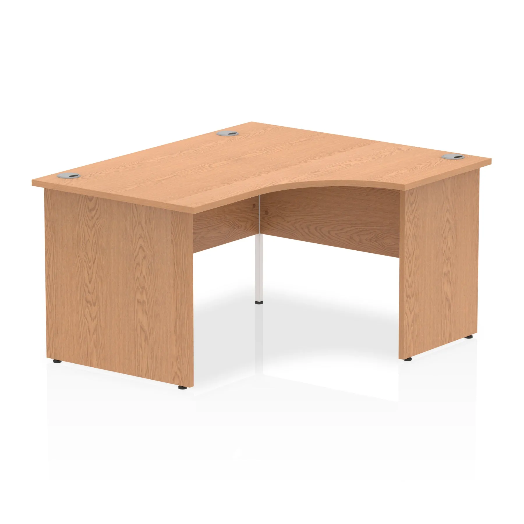 Impulse 1400mm Right Crescent Corner Desk with Panel End Leg - 1400x1200 MFC Top, Self-Assembly, 5-Year Guarantee, White Frame