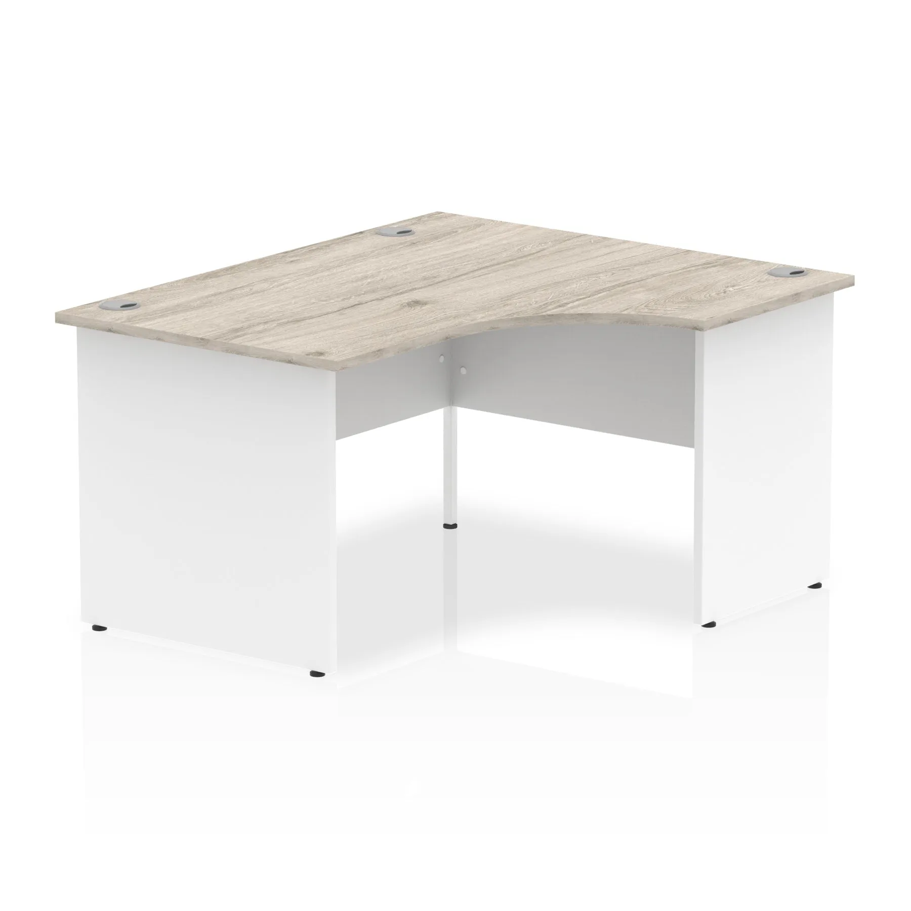 Impulse 1400mm Right Crescent Corner Desk with Panel End Leg - 1400x1200 MFC Top, Self-Assembly, 5-Year Guarantee, White Frame