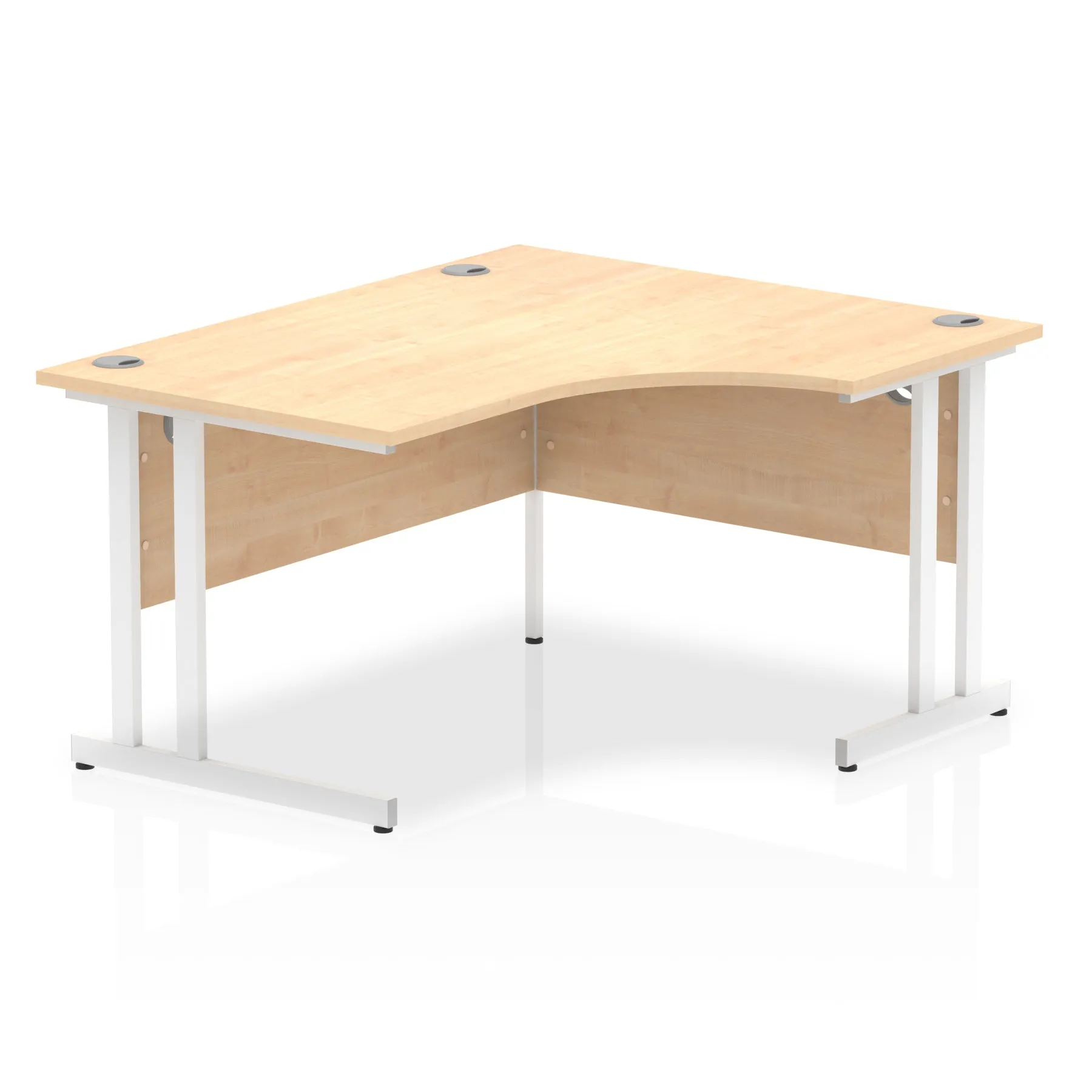 Impulse 1400mm Right Crescent Desk Cantilever Leg - MFC Material, 1400x1200 Top, Silver/White/Black Frame, 5-Year Guarantee, Self-Assembly