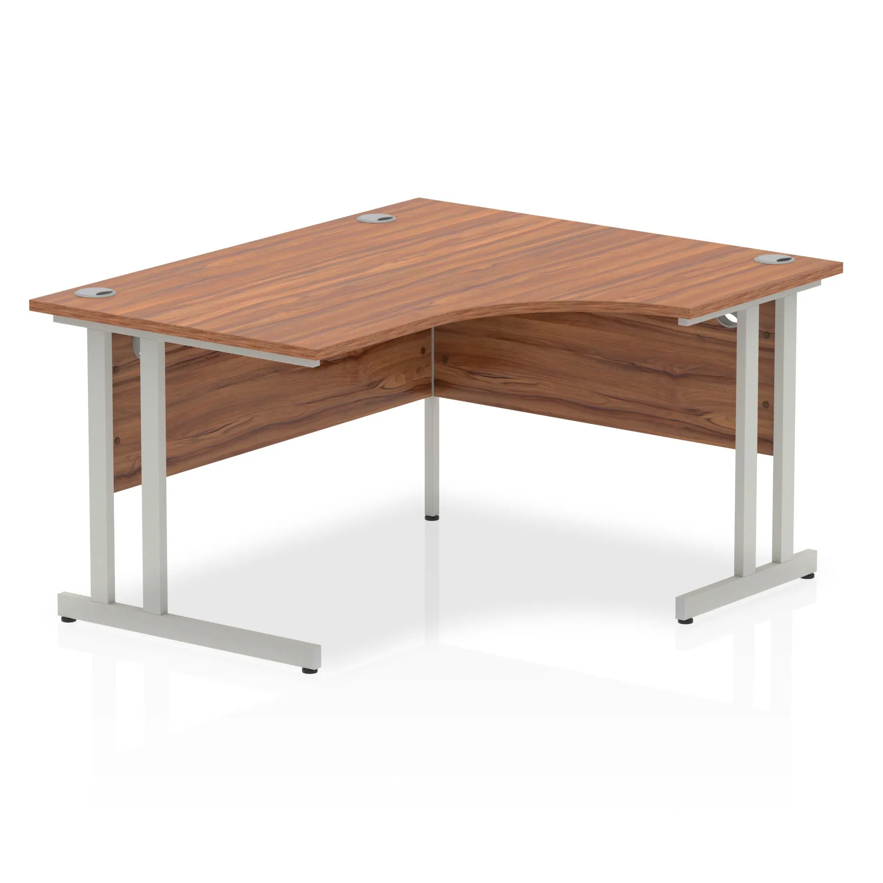 Impulse 1400mm Right Crescent Desk Cantilever Leg - MFC Material, 1400x1200 Top, Silver/White/Black Frame, 5-Year Guarantee, Self-Assembly