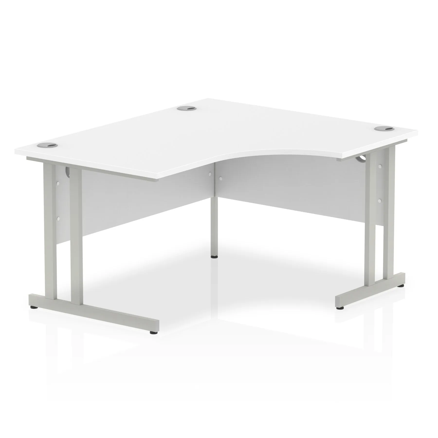 Impulse 1400mm Right Crescent Desk Cantilever Leg - MFC Material, 1400x1200 Top, Silver/White/Black Frame, 5-Year Guarantee, Self-Assembly