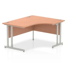 Impulse 1400mm Right Crescent Desk Cantilever Leg - MFC Material, 1400x1200 Top, Silver/White/Black Frame, 5-Year Guarantee, Self-Assembly