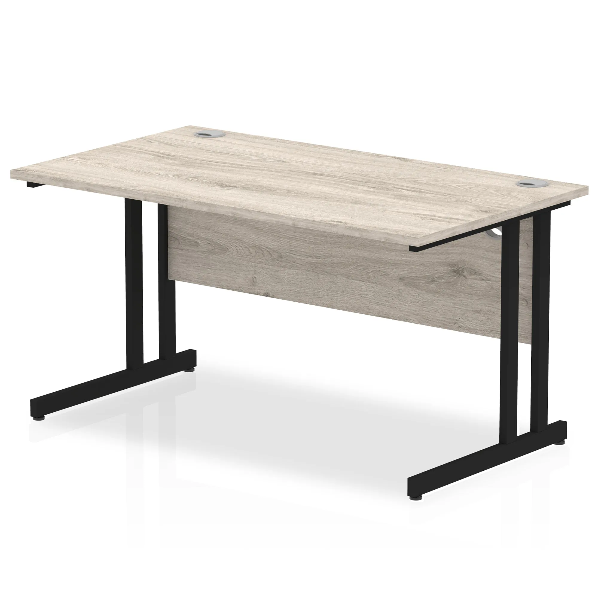 Impulse 1400mm Straight Desk Cantilever Leg - Rectangular MFC Table, Self-Assembly, 5-Year Guarantee, Silver/White/Black Frame, 1400x800 Top Size