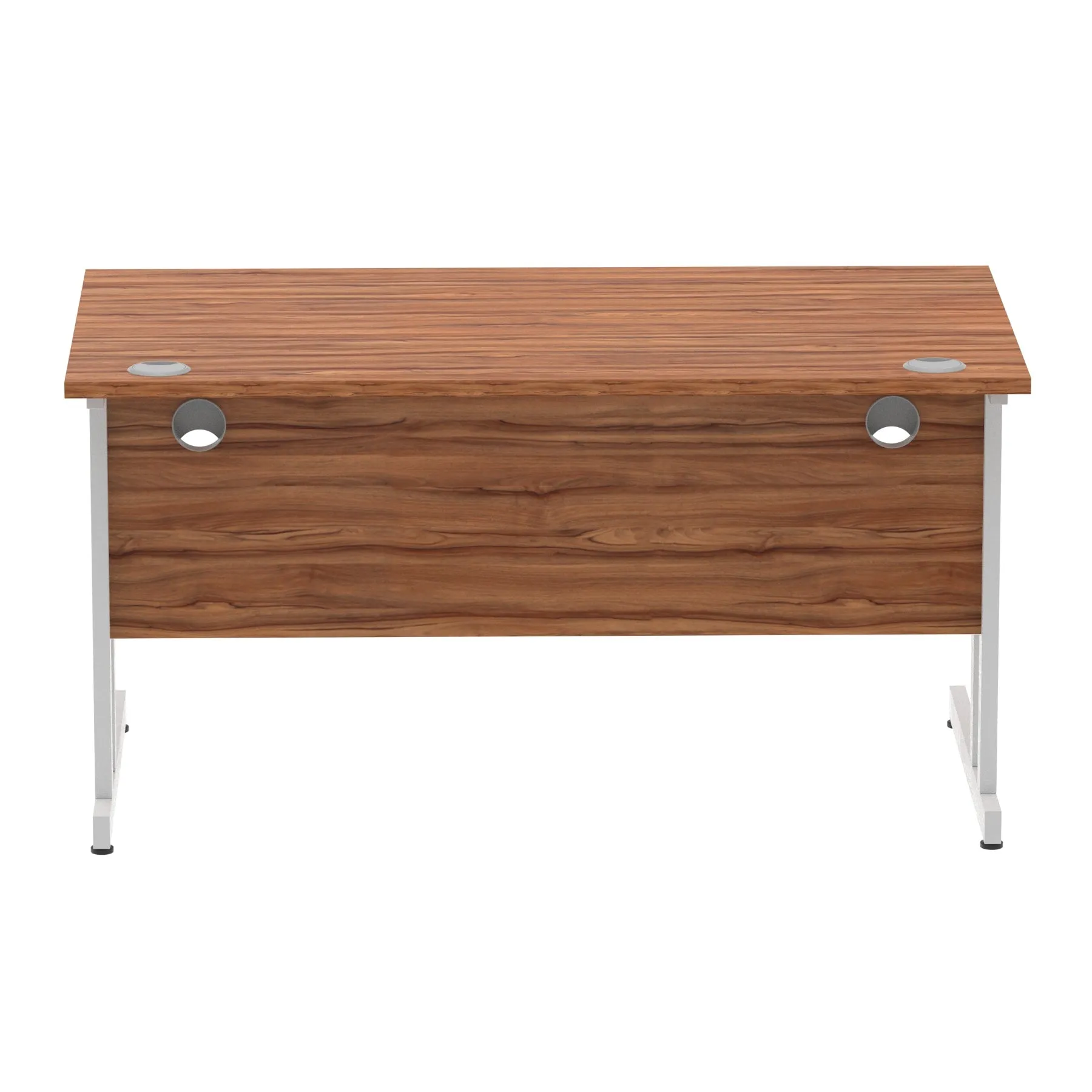 Impulse 1400mm Straight Desk Cantilever Leg - Rectangular MFC Table, Self-Assembly, 5-Year Guarantee, Silver/White/Black Frame, 1400x800 Top Size