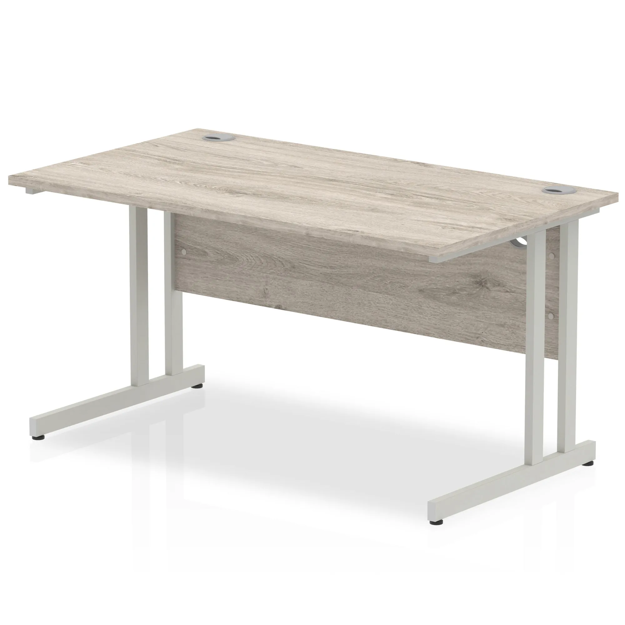 Impulse 1400mm Straight Desk Cantilever Leg - Rectangular MFC Table, Self-Assembly, 5-Year Guarantee, Silver/White/Black Frame, 1400x800 Top Size