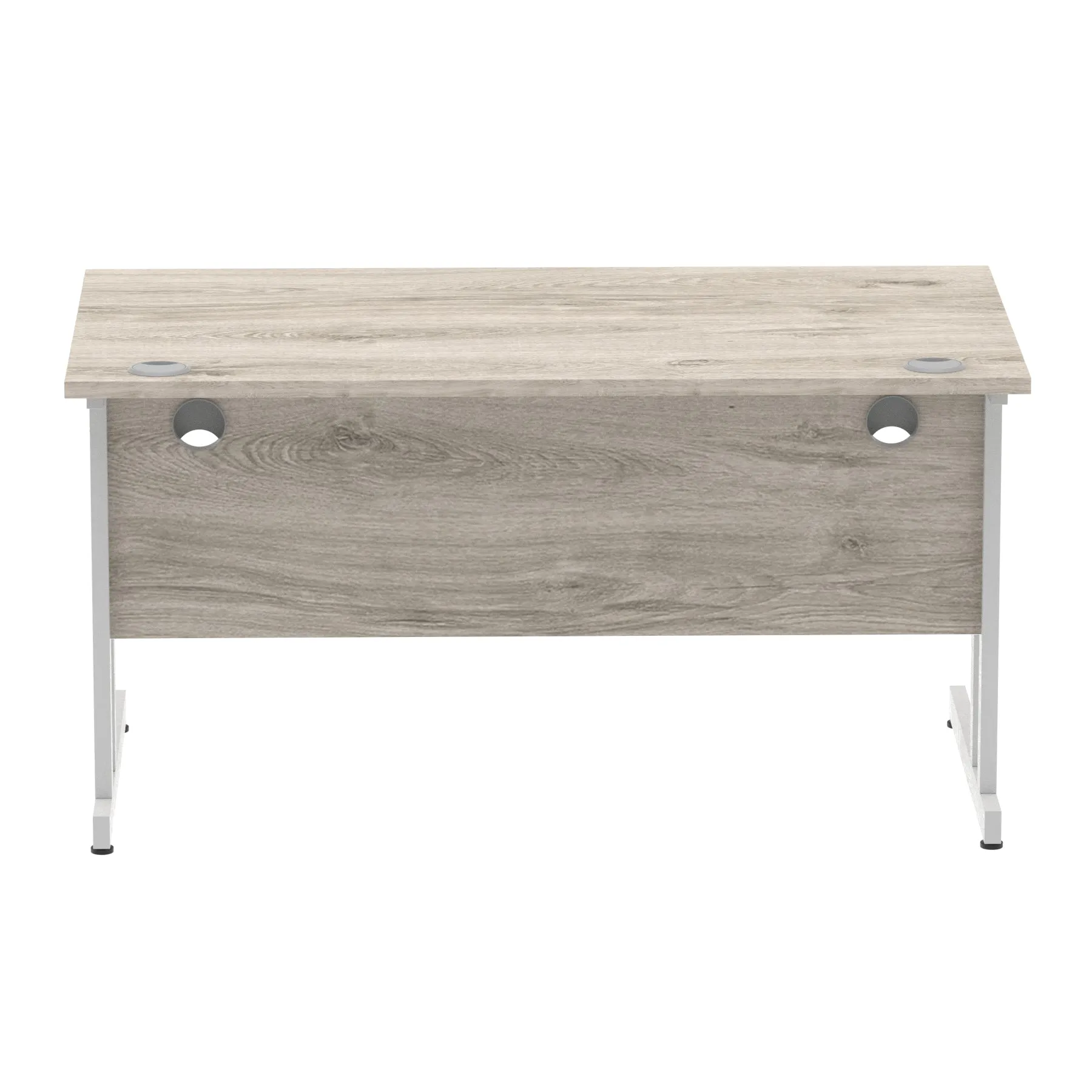 Impulse 1400mm Straight Desk Cantilever Leg - Rectangular MFC Table, Self-Assembly, 5-Year Guarantee, Silver/White/Black Frame, 1400x800 Top Size