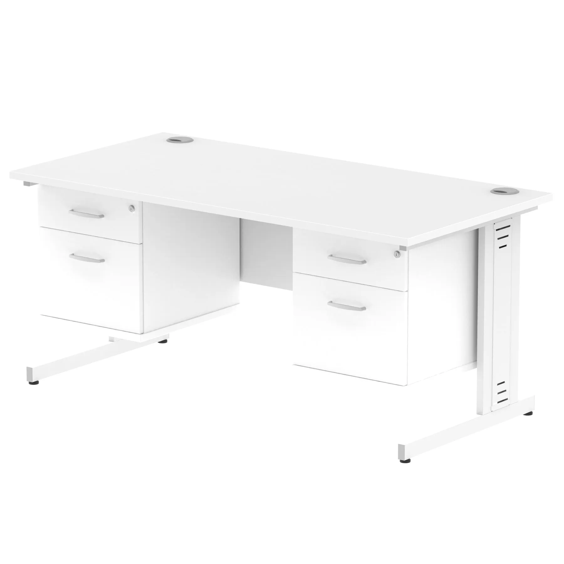 Impulse 1600mm Cable Managed Straight Desk w/ Fixed Pedestal - MFC Rectangular, 5-Year Guarantee, Self-Assembly, 2/3 Lockable Drawers