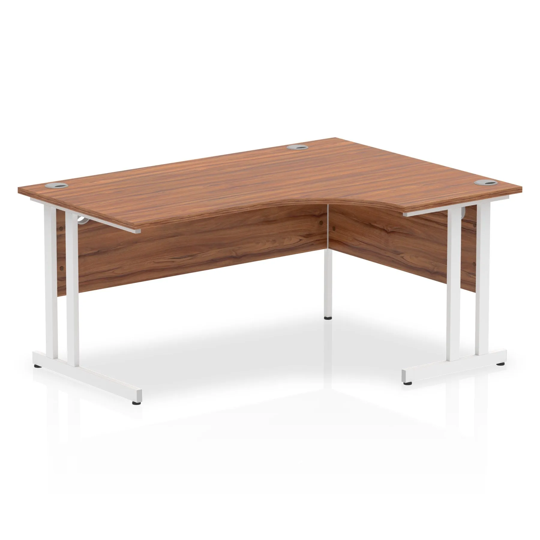Impulse 1600mm Right Crescent Desk Cantilever Leg - MFC Material, 5-Year Guarantee, Self-Assembly, 1600x1200 Top, Silver/White/Black Frame