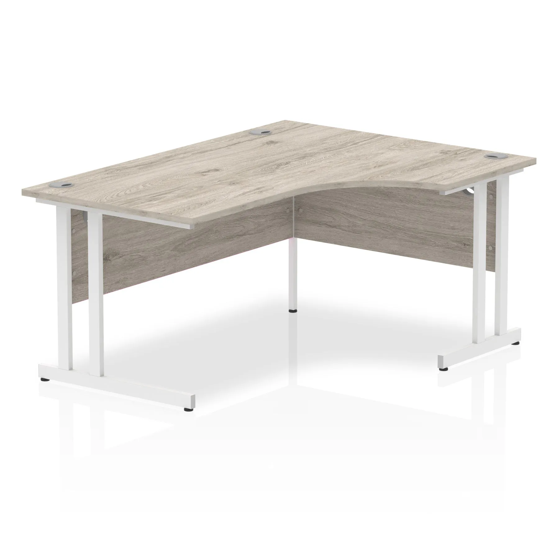 Impulse 1600mm Right Crescent Desk Cantilever Leg - MFC Material, 5-Year Guarantee, Self-Assembly, 1600x1200 Top, Silver/White/Black Frame
