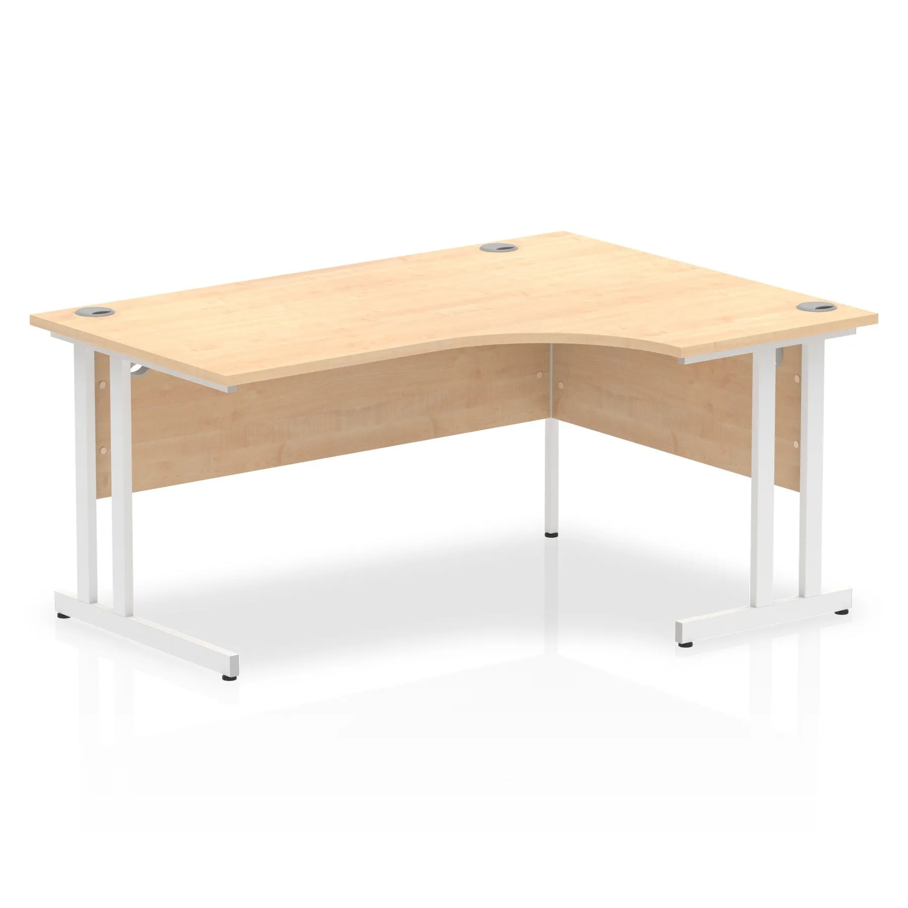 Impulse 1600mm Right Crescent Desk Cantilever Leg - MFC Material, 5-Year Guarantee, Self-Assembly, 1600x1200 Top, Silver/White/Black Frame