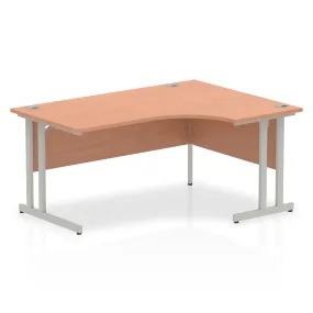 Impulse 1600mm Right Crescent Desk Cantilever Leg - MFC Material, 5-Year Guarantee, Self-Assembly, 1600x1200 Top, Silver/White/Black Frame
