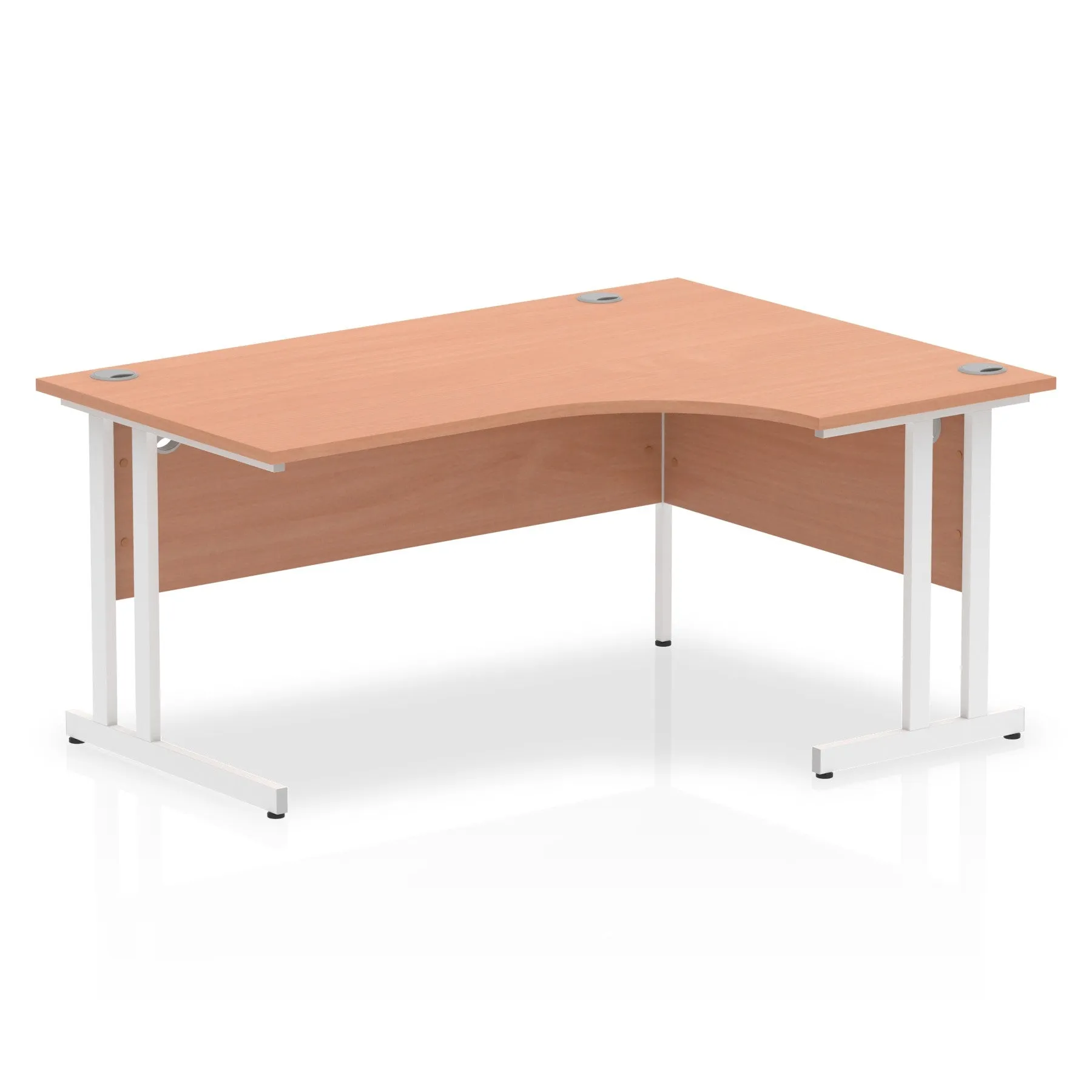 Impulse 1600mm Right Crescent Desk Cantilever Leg - MFC Material, 5-Year Guarantee, Self-Assembly, 1600x1200 Top, Silver/White/Black Frame