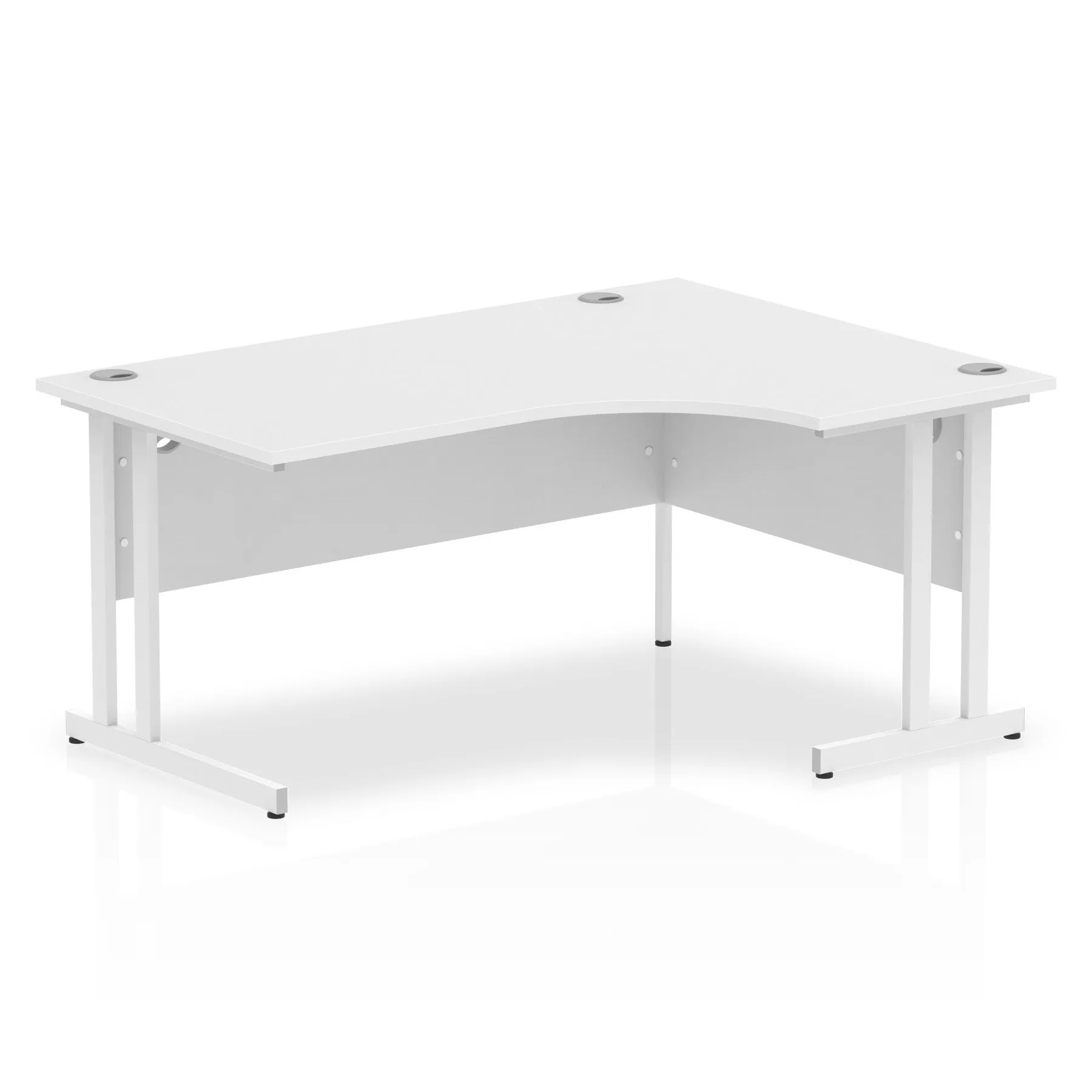 Impulse 1600mm Right Crescent Desk Cantilever Leg - MFC Material, 5-Year Guarantee, Self-Assembly, 1600x1200 Top, Silver/White/Black Frame