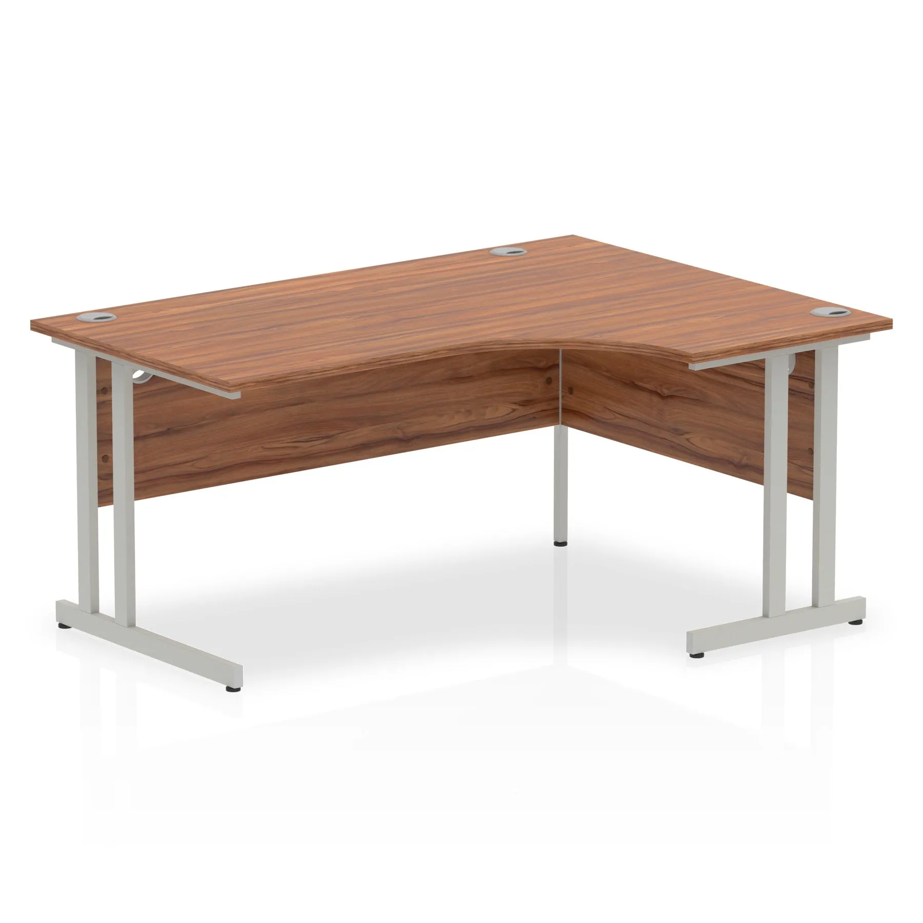 Impulse 1600mm Right Crescent Desk Cantilever Leg - MFC Material, 5-Year Guarantee, Self-Assembly, 1600x1200 Top, Silver/White/Black Frame