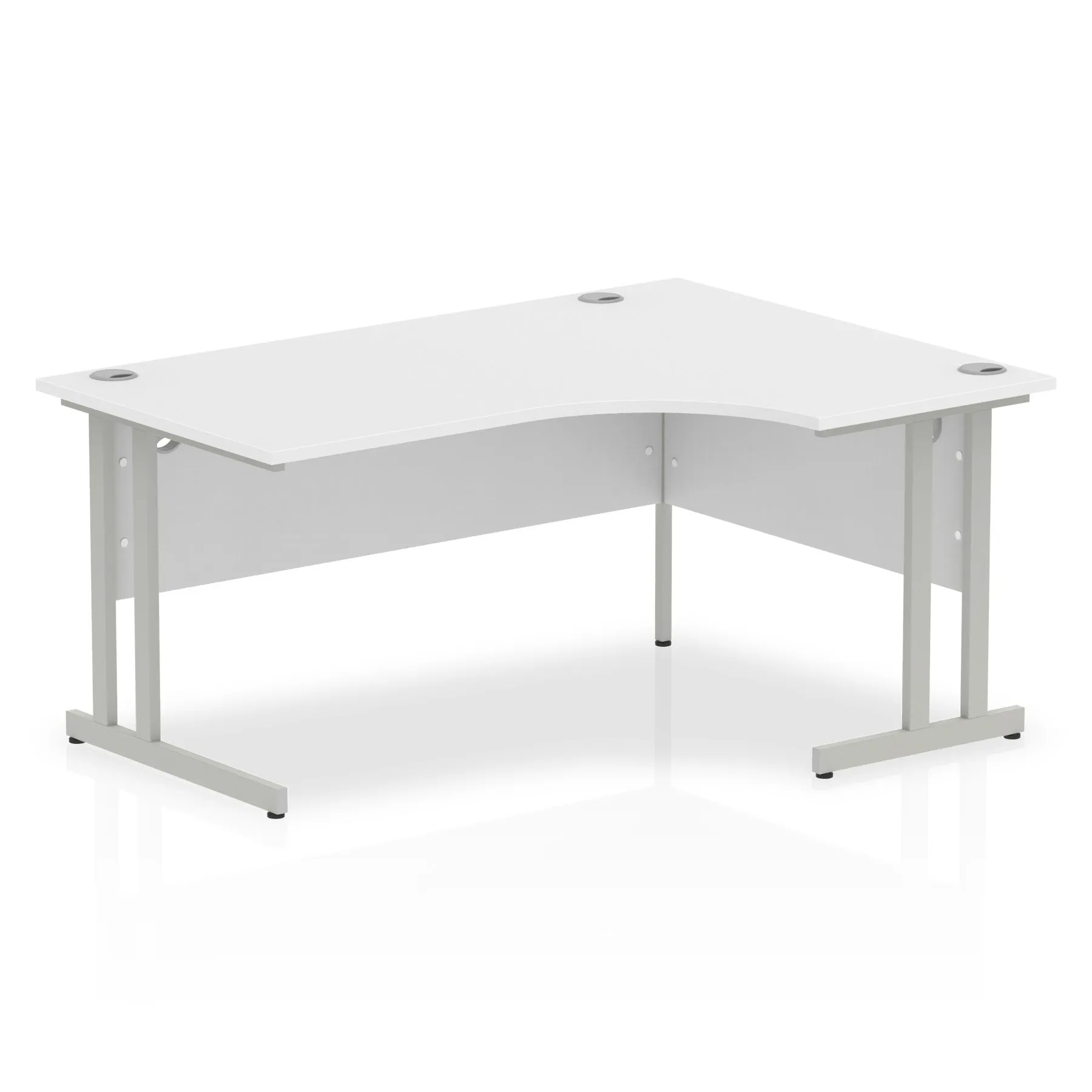 Impulse 1600mm Right Crescent Desk Cantilever Leg - MFC Material, 5-Year Guarantee, Self-Assembly, 1600x1200 Top, Silver/White/Black Frame