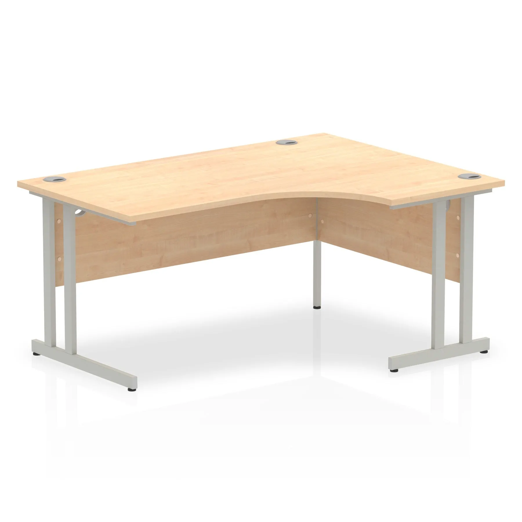 Impulse 1600mm Right Crescent Desk Cantilever Leg - MFC Material, 5-Year Guarantee, Self-Assembly, 1600x1200 Top, Silver/White/Black Frame