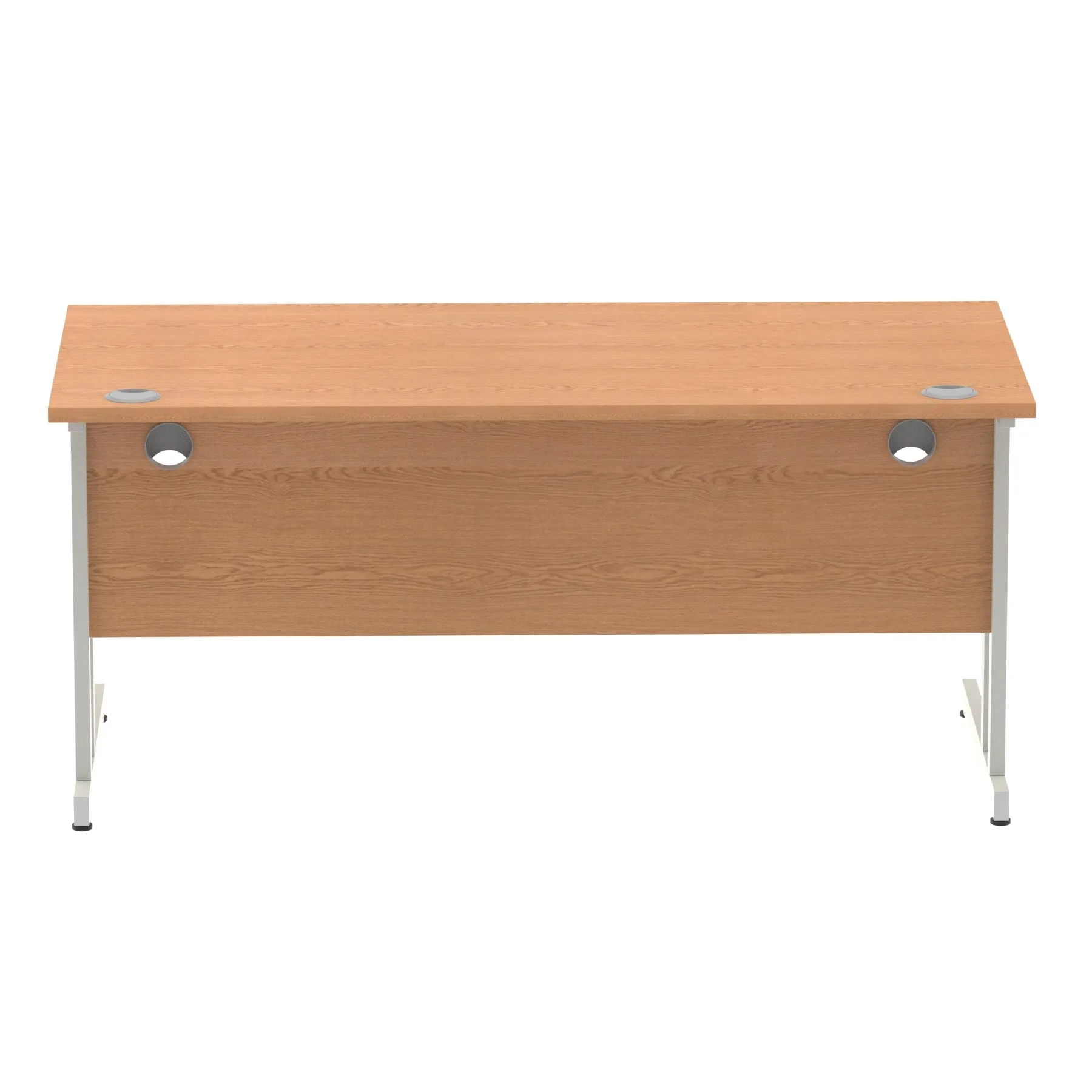 Impulse 1600mm Straight Desk Cantilever Leg - Rectangular MFC Table, 1600x800 Top, Silver/White/Black Frame, Self-Assembly, 5-Year Guarantee