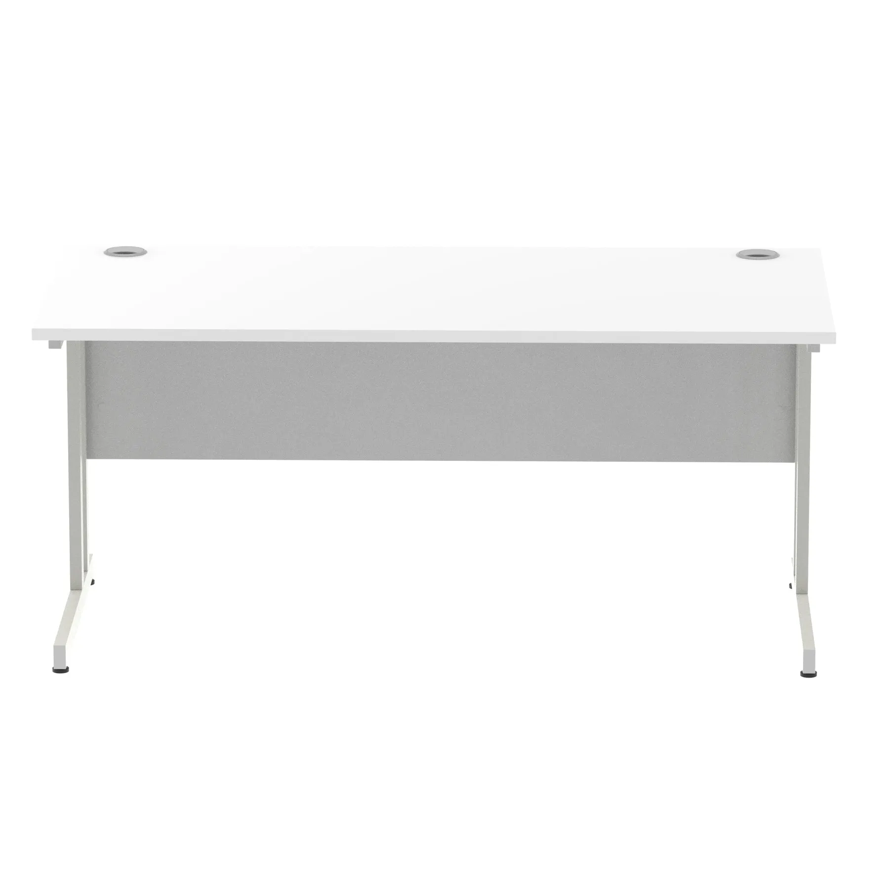 Impulse 1600mm Straight Desk Cantilever Leg - Rectangular MFC Table, 1600x800 Top, Silver/White/Black Frame, Self-Assembly, 5-Year Guarantee