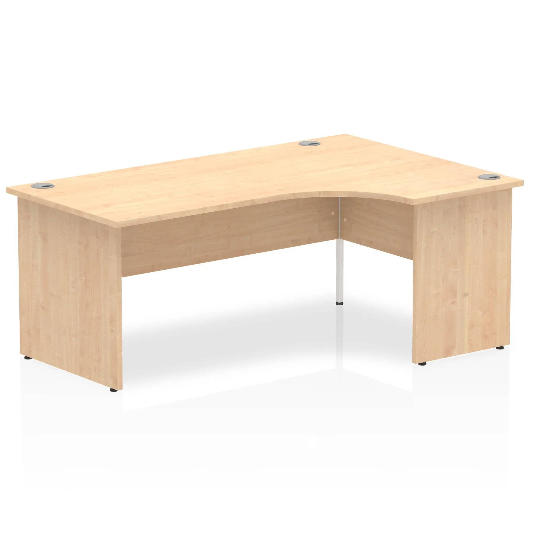 Impulse 1800mm Right Crescent Corner Desk with Panel End Leg - MFC Material, 1800x1200 Top, 5-Year Guarantee, Self-Assembly, White Frame