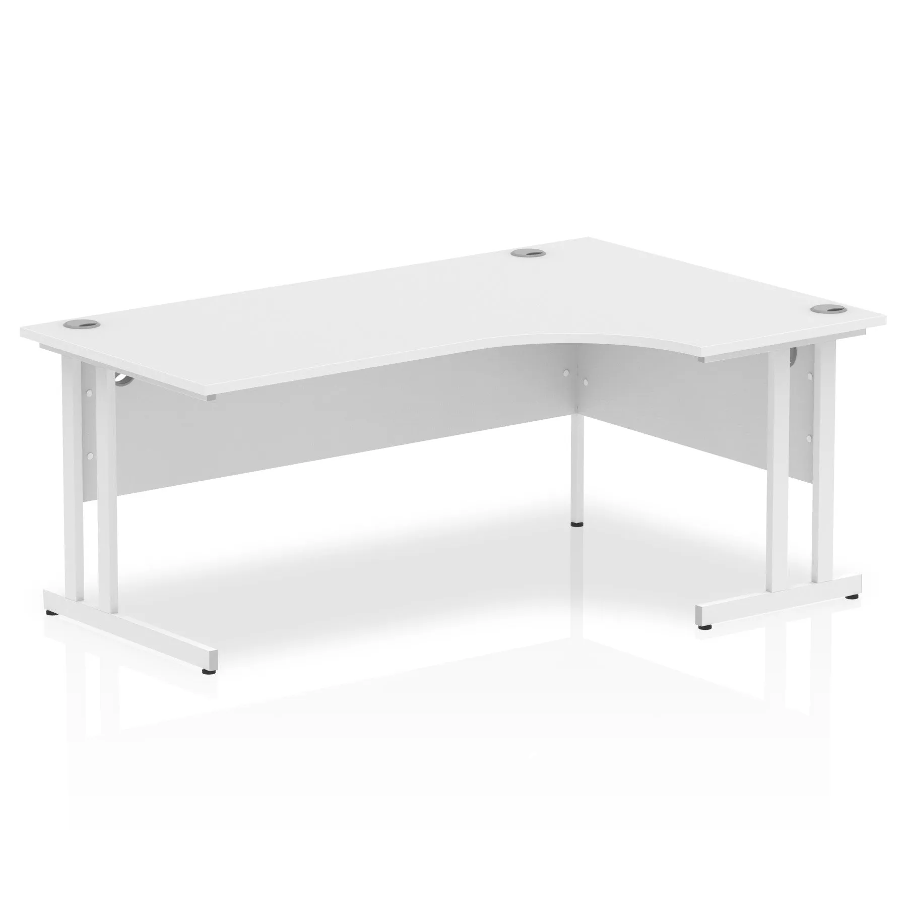 Impulse 1800mm Right Crescent Desk Cantilever Leg - MFC Material, Corner Shape, 1800x1200 Top, Silver/White/Black Frame, 5-Year Guarantee