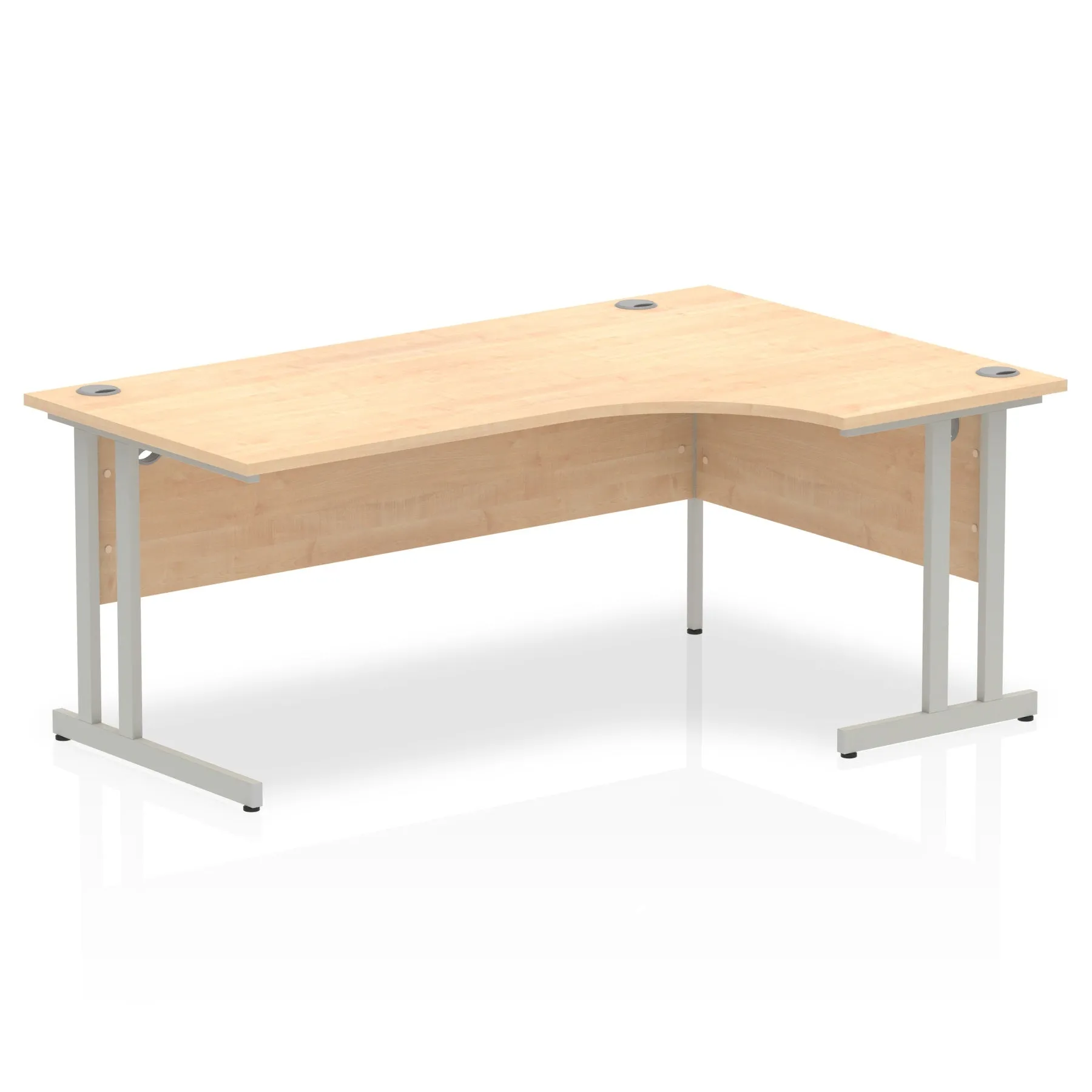 Impulse 1800mm Right Crescent Desk Cantilever Leg - MFC Material, Corner Shape, 1800x1200 Top, Silver/White/Black Frame, 5-Year Guarantee