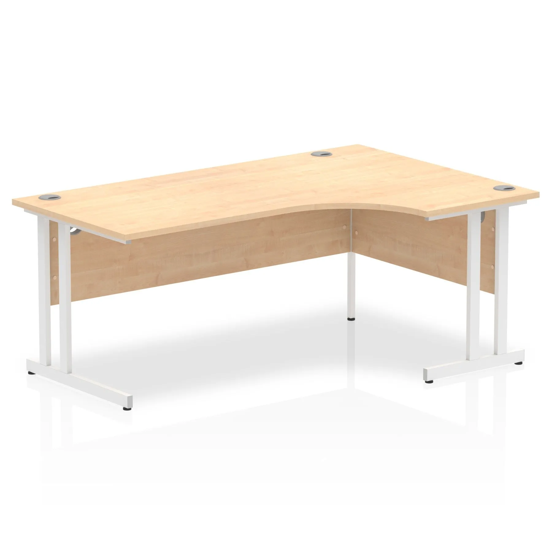 Impulse 1800mm Right Crescent Desk Cantilever Leg - MFC Material, Corner Shape, 1800x1200 Top, Silver/White/Black Frame, 5-Year Guarantee
