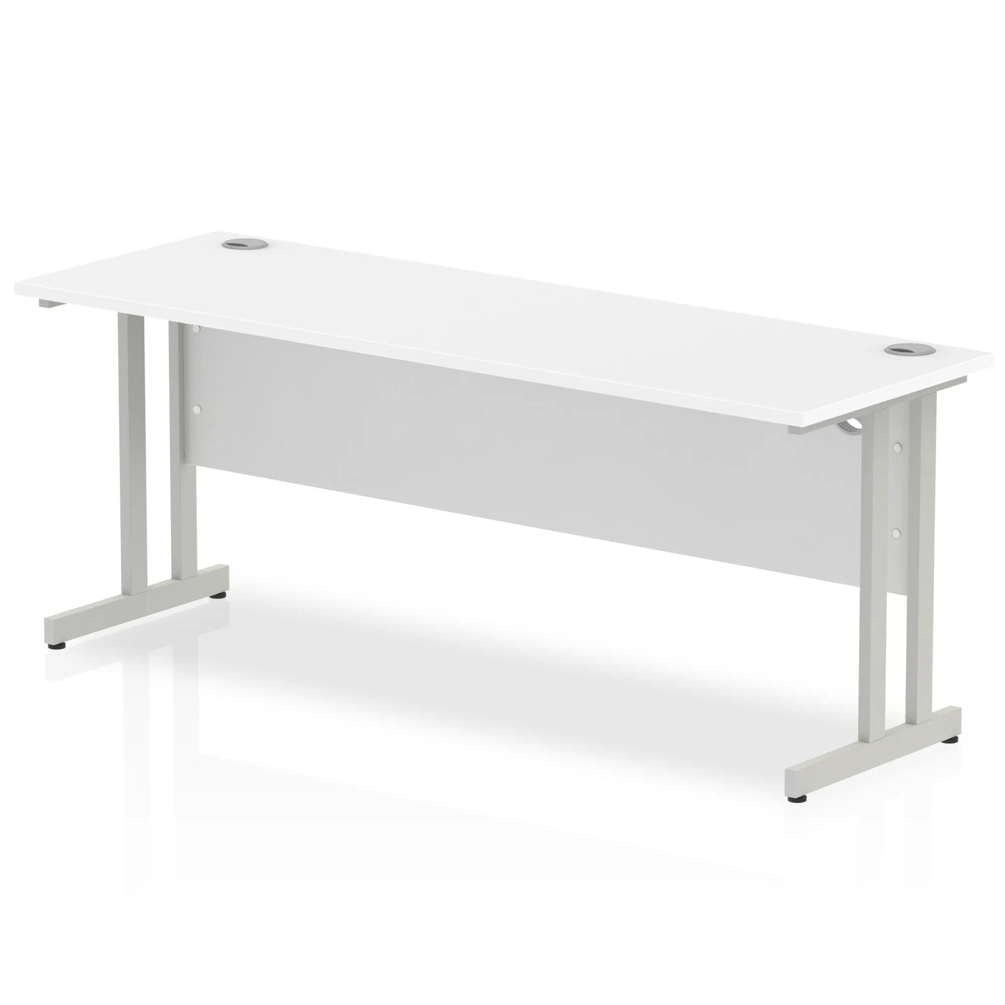 Impulse 1800mm Slimline Desk Cantilever Leg - MFC Rectangular, Self-Assembly, 5-Year Guarantee, Silver/White/Black Frame, 1800x600 Top