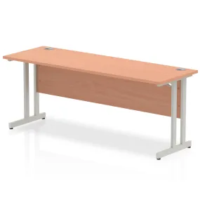 Impulse 1800mm Slimline Desk Cantilever Leg - MFC Rectangular, Self-Assembly, 5-Year Guarantee, Silver/White/Black Frame, 1800x600 Top