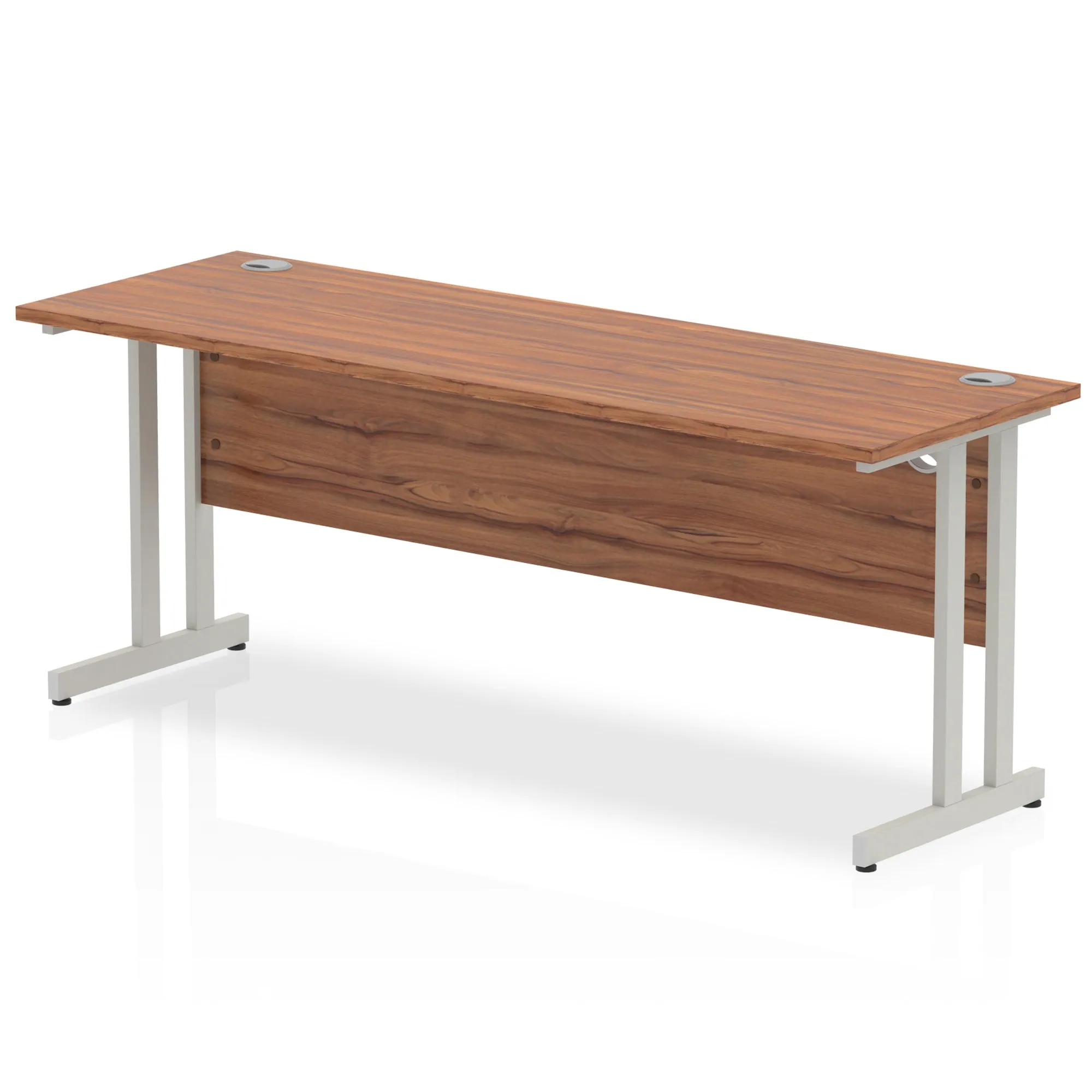 Impulse 1800mm Slimline Desk Cantilever Leg - MFC Rectangular, Self-Assembly, 5-Year Guarantee, Silver/White/Black Frame, 1800x600 Top