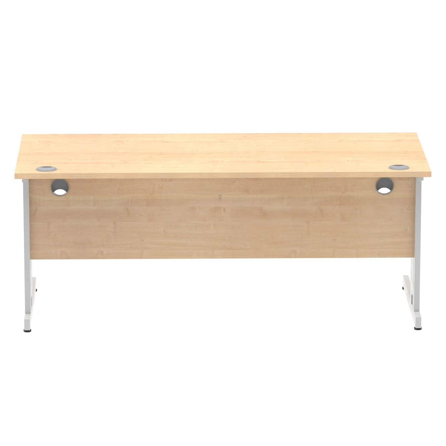 Impulse 1800mm Straight Desk with Cable Managed Leg - MFC Rectangular Table, Self-Assembly, 5-Year Guarantee, Silver/White Frame (1800x800x730mm)