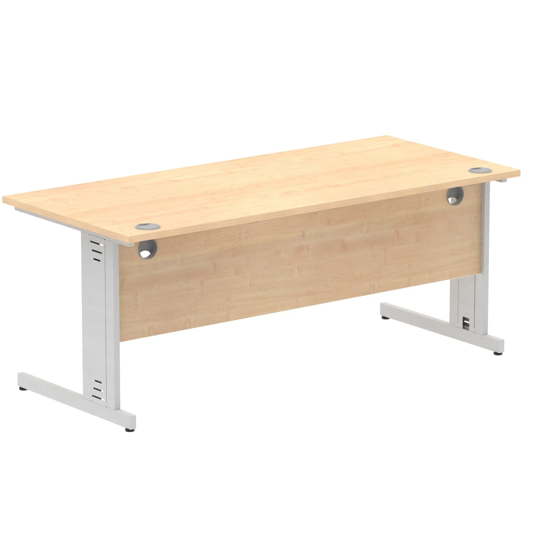 Impulse 1800mm Straight Desk with Cable Managed Leg - MFC Rectangular Table, Self-Assembly, 5-Year Guarantee, Silver/White Frame (1800x800x730mm)