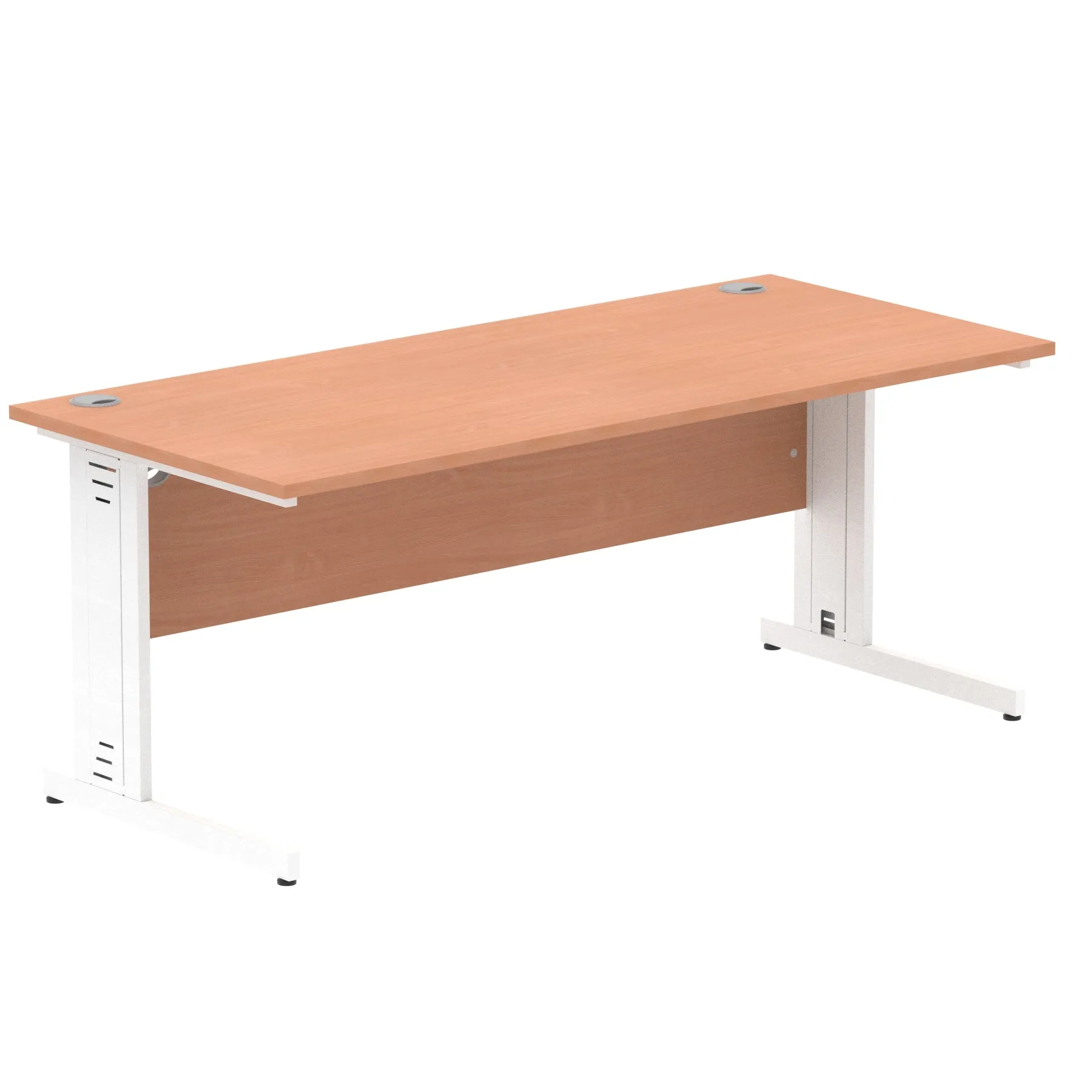 Impulse 1800mm Straight Desk with Cable Managed Leg - MFC Rectangular Table, Self-Assembly, 5-Year Guarantee, Silver/White Frame (1800x800x730mm)