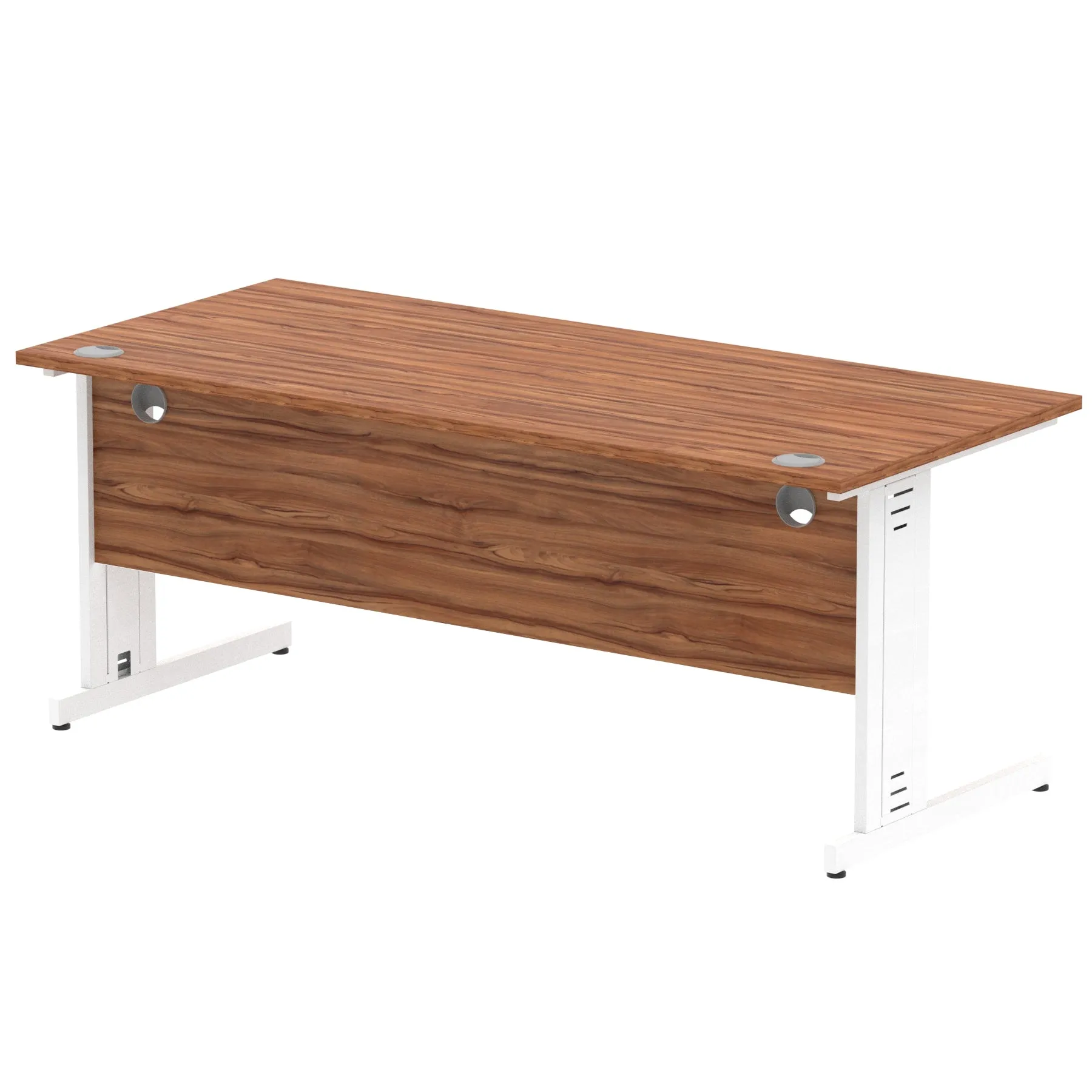 Impulse 1800mm Straight Desk with Cable Managed Leg - MFC Rectangular Table, Self-Assembly, 5-Year Guarantee, Silver/White Frame (1800x800x730mm)