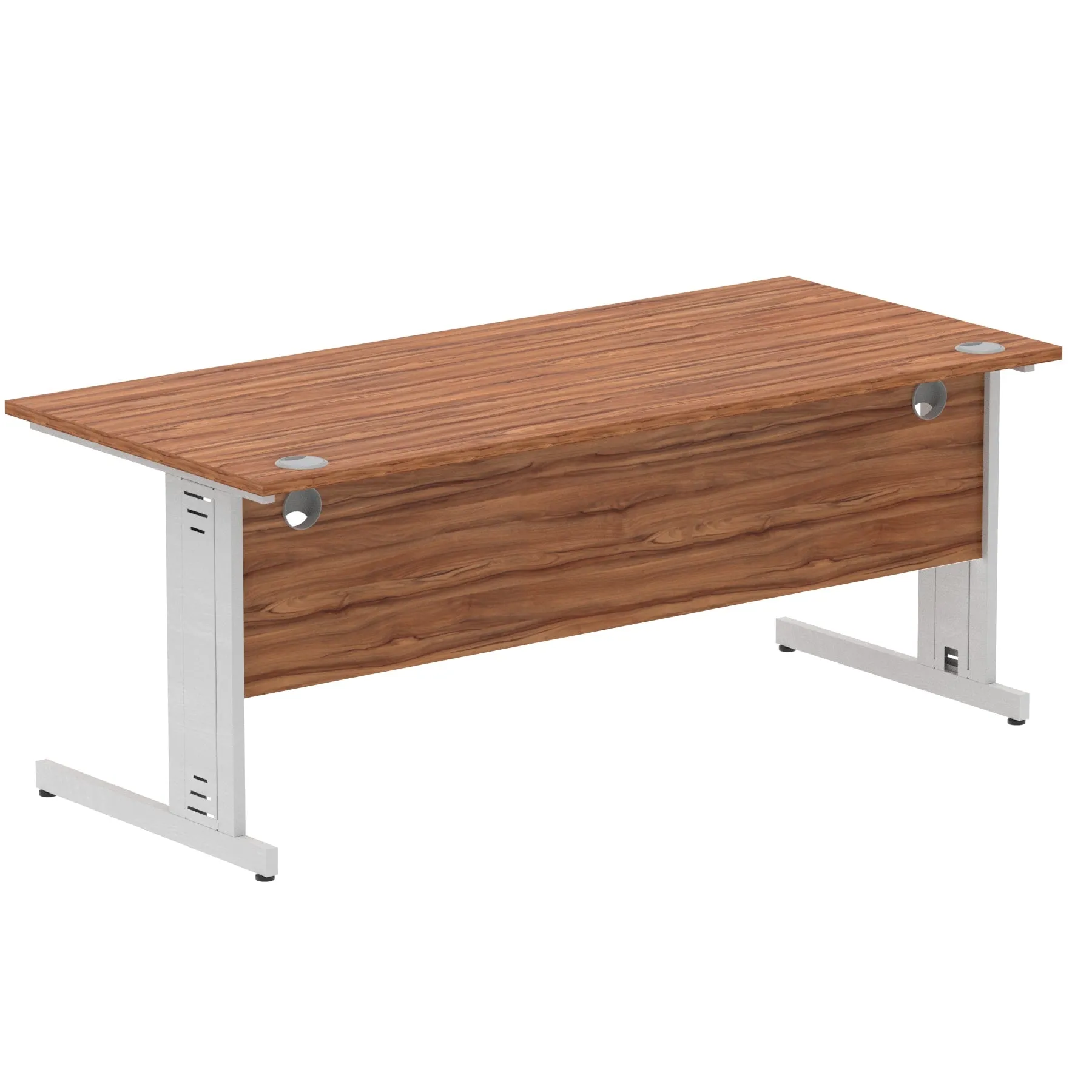 Impulse 1800mm Straight Desk with Cable Managed Leg - MFC Rectangular Table, Self-Assembly, 5-Year Guarantee, Silver/White Frame (1800x800x730mm)