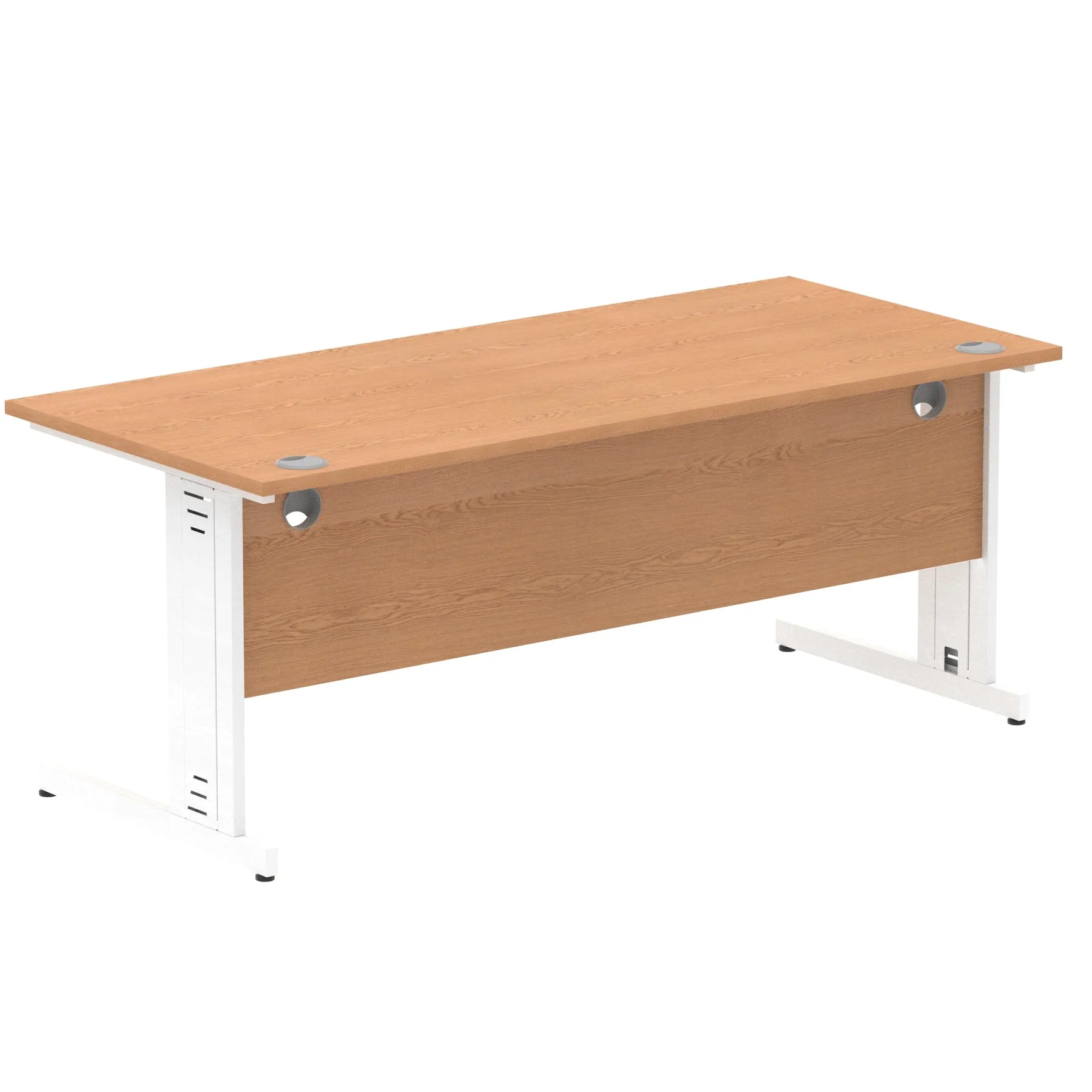 Impulse 1800mm Straight Desk with Cable Managed Leg - MFC Rectangular Table, Self-Assembly, 5-Year Guarantee, Silver/White Frame (1800x800x730mm)