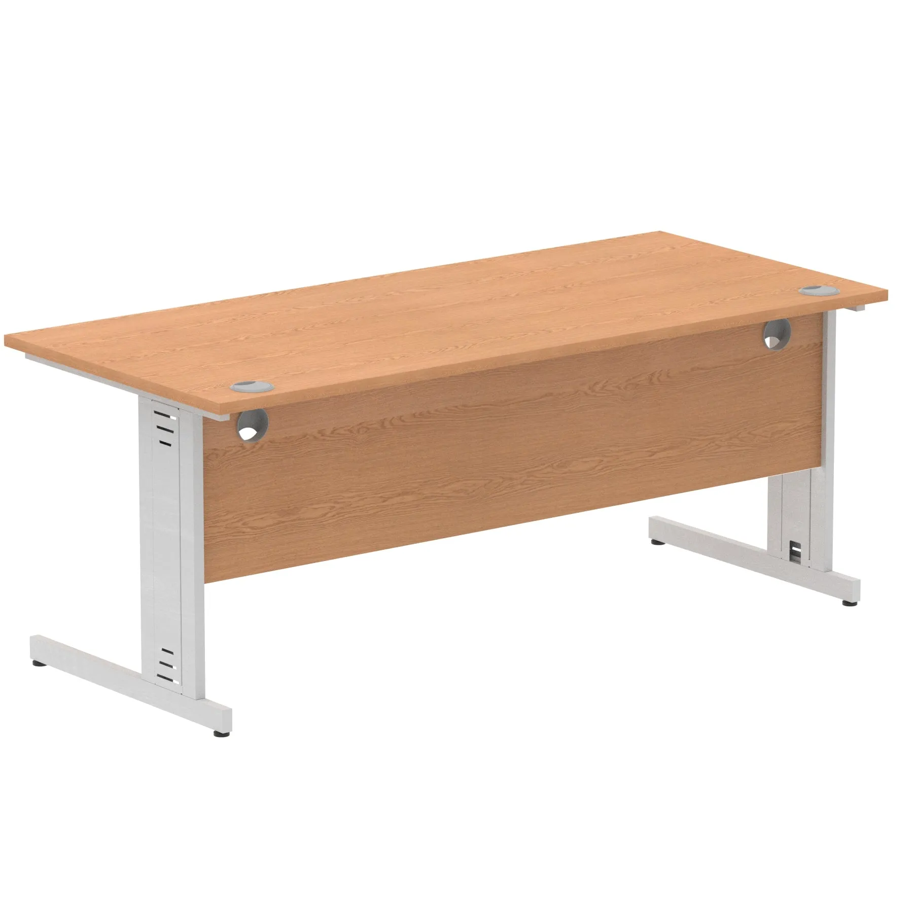 Impulse 1800mm Straight Desk with Cable Managed Leg - MFC Rectangular Table, Self-Assembly, 5-Year Guarantee, Silver/White Frame (1800x800x730mm)